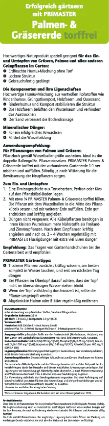 Primaster Palmen- & Gräsererde torffrei 40 L Primaster Palmen- & Gräsererde torffrei 40 L