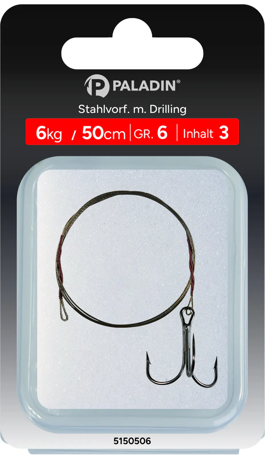 Paladin Stahlvorfach Drilling Gr. 6 Tragkraft 6 kg Länge 50cm 3 Stück