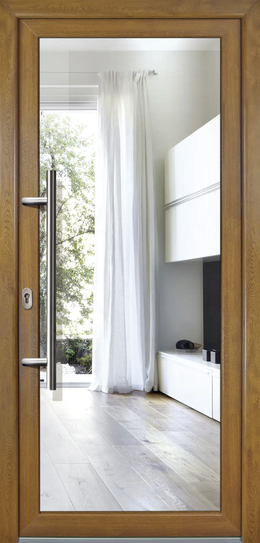 Meeth Haustür Signum PVC Exclusiv PVC Modell 60 108 x 200 cm, DIN links, Golden Oak