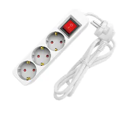 Sunlit Tischsteckdose 3-fach 3 Meter mit Schalter weiß