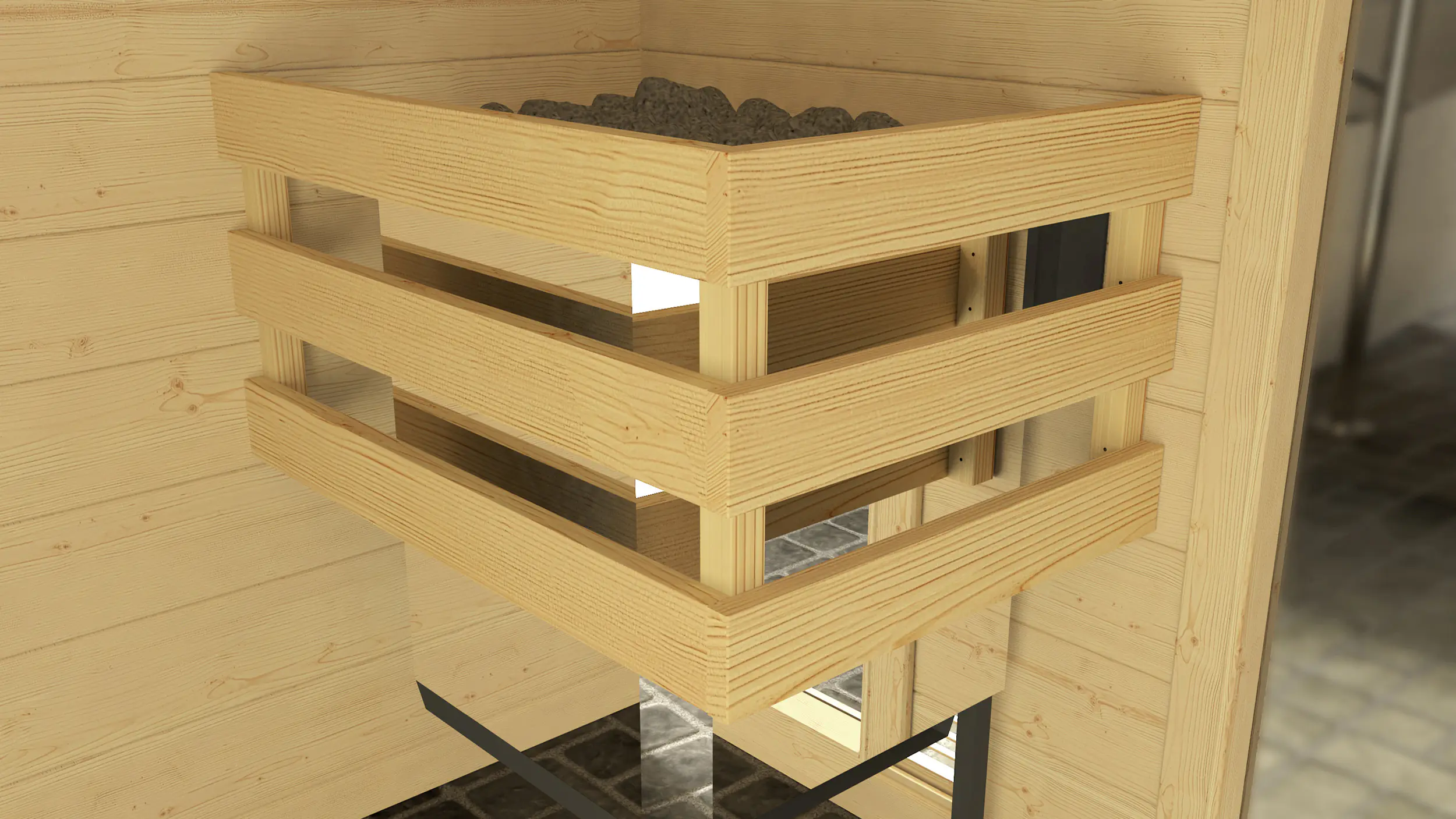 Weka Massivholz-Element-Sauna Laukkala 3 mit Glastür und Fenster Weka Massivholz-Element-Sauna Laukkala 3 mit Glastür und Fenster