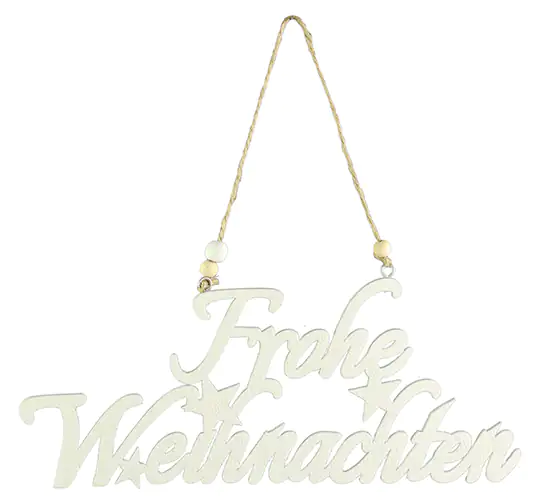 Holzhänger Frohe Weihnachten weiß 23 x 9 cm