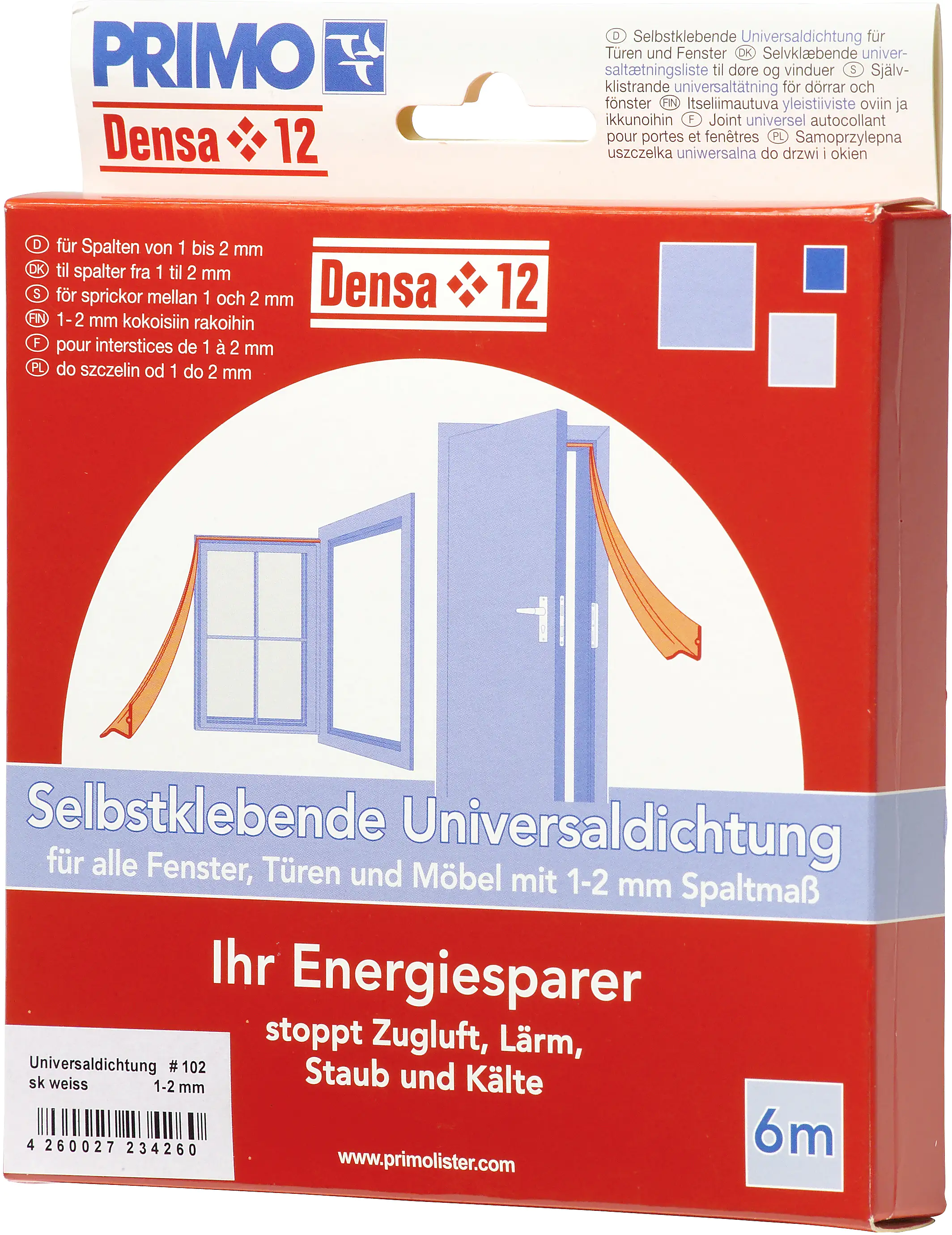Primo Universaldichtung Densa 12 weiß, für Türen + Fenster, 6 Meter Primo Universaldichtung Densa 12 weiß, für Türen + Fenster, 6 Meter