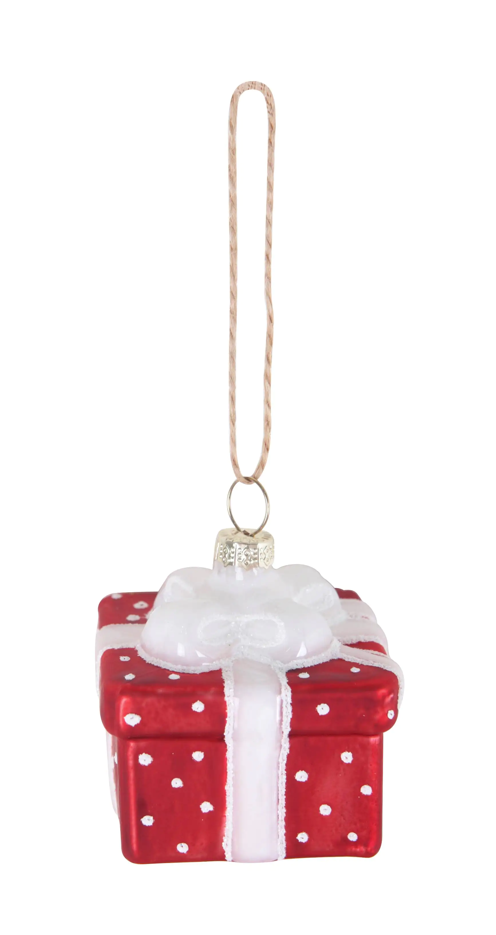 TrendLine Weihnachtskugel aus Glas Geschenk 6,5 x 5,5 cm rot-weiß TrendLine Weihnachtskugel aus Glas Geschenk 6,5 x 5,5 cm rot-weiß