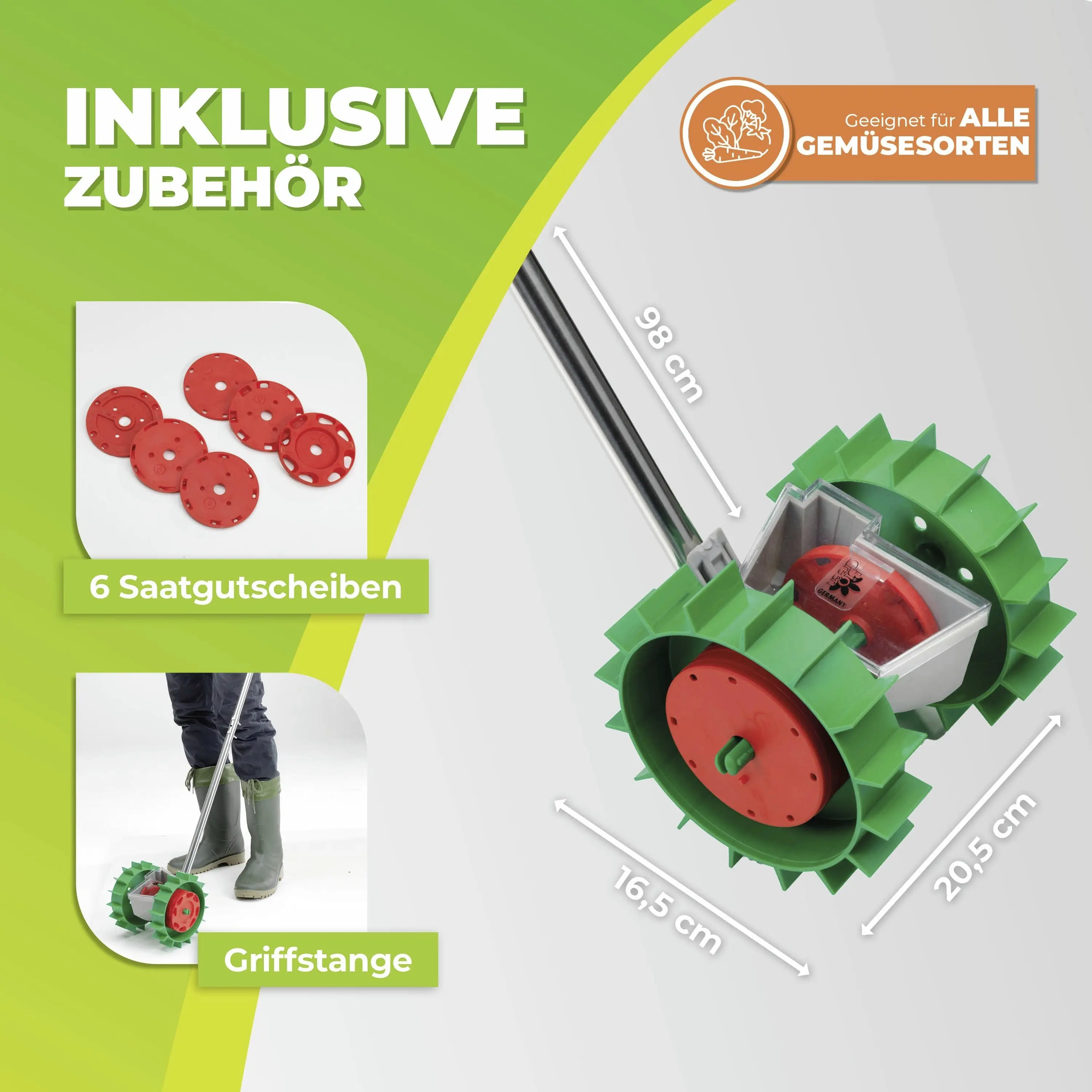 BioGreen Handsämaschine Super Seeder mit 6 einstellbaren Säscheiben