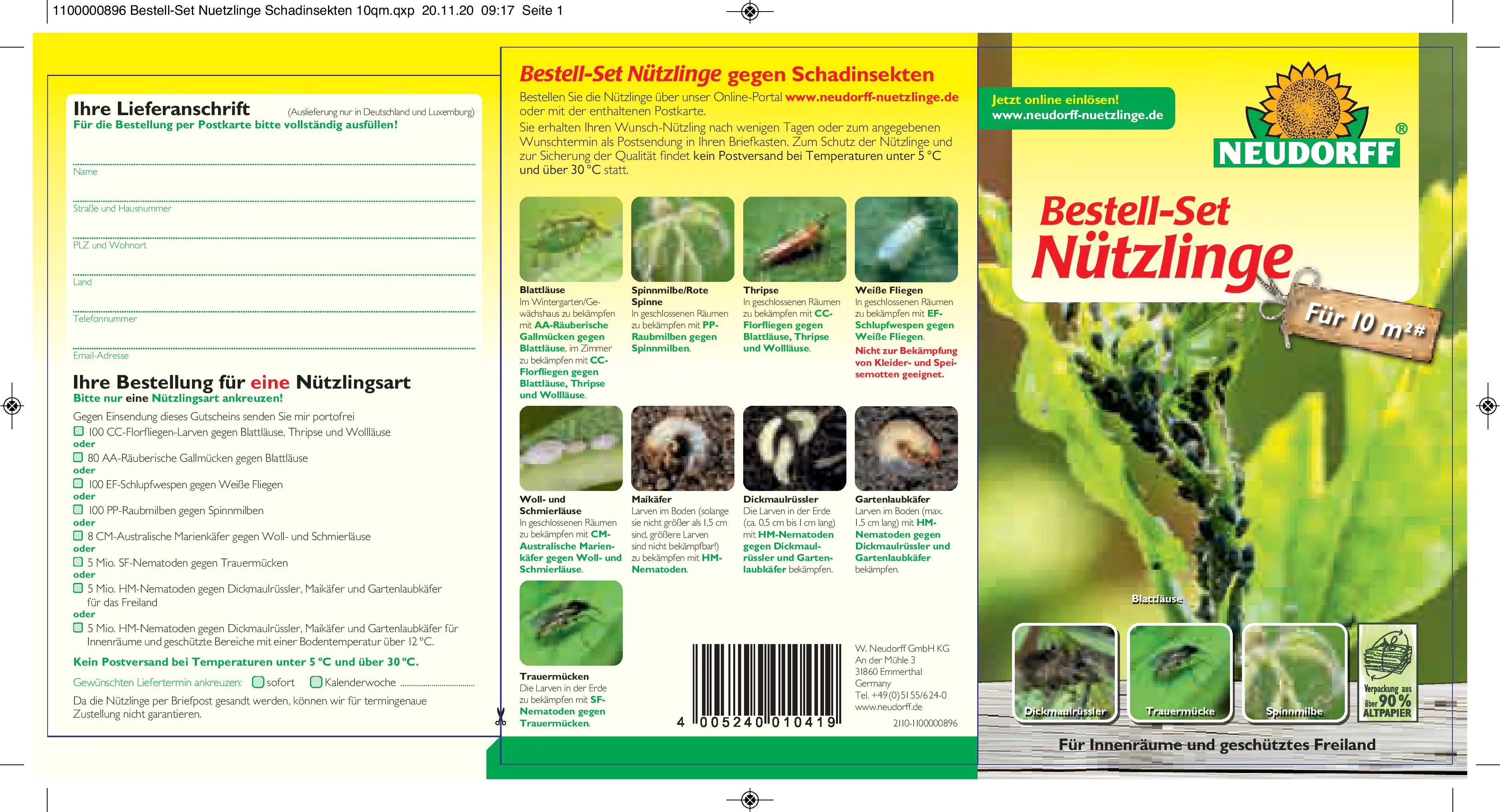 Neudorff Bestell-Set Nützlinge Schadinsekten gegen Schadinsekten 1 Stück Neudorff Bestell-Set Nützlinge Schadinsekten gegen Schadinsekten 1 Stück