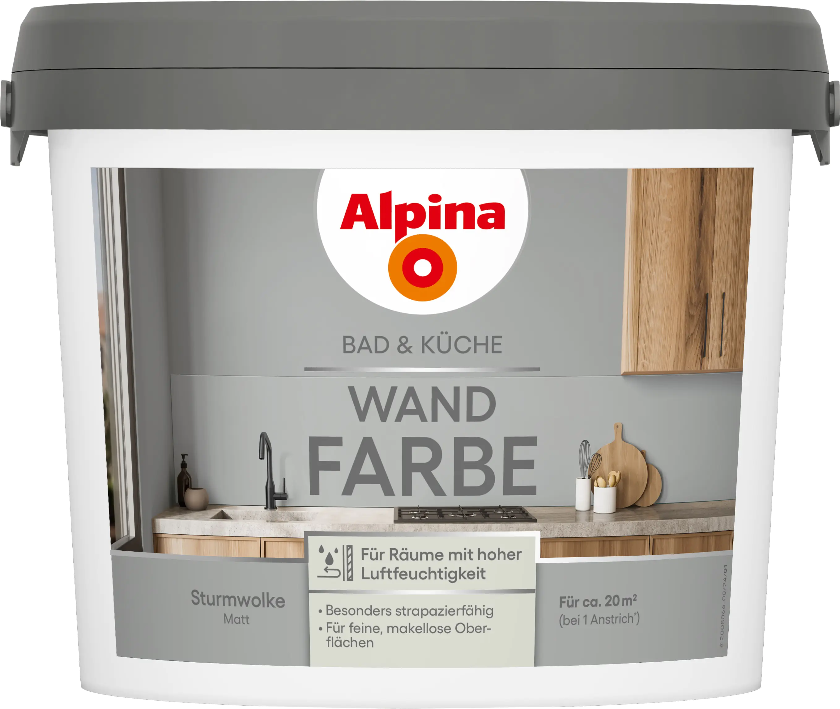 Alpina Wandfarbe für Küche & Badezimmer Sturmwolke 2,5 L Alpina Wandfarbe für Küche & Badezimmer Sturmwolke 2,5 L
