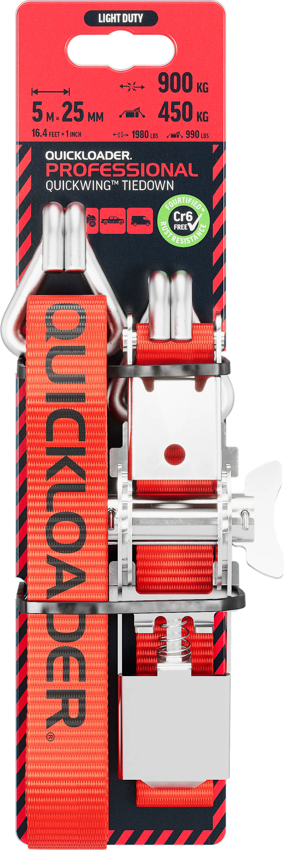 QUICKLOADER® Spanngurt Professionel 25 mm x 5 m 1 Stück rot 