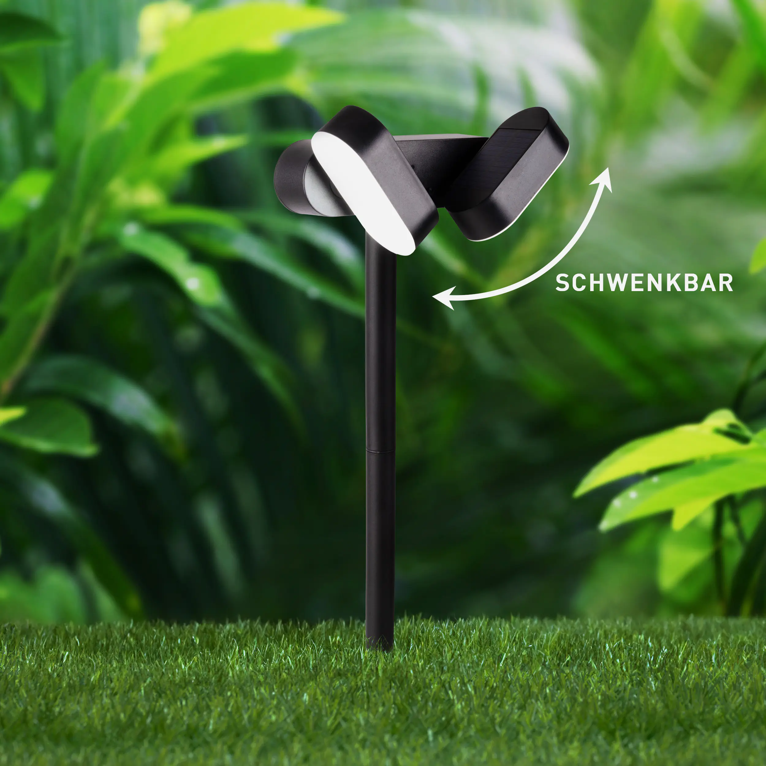 Light & More Solarleuchte Erdspieß mit Bewegungsmelder schwarz