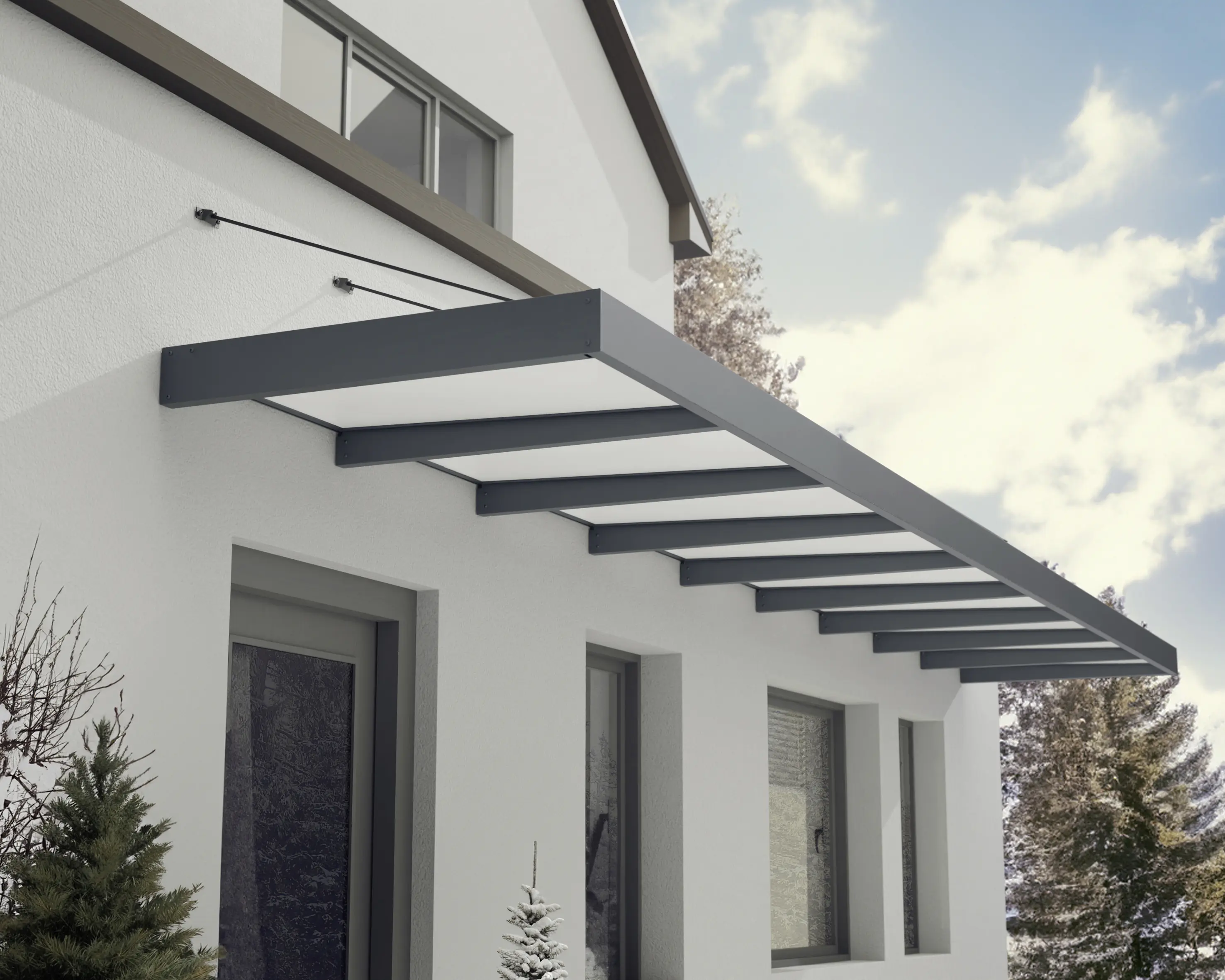 Canopia Vordach Sophia XL 9000 Grau Alu 845 x 140 cm