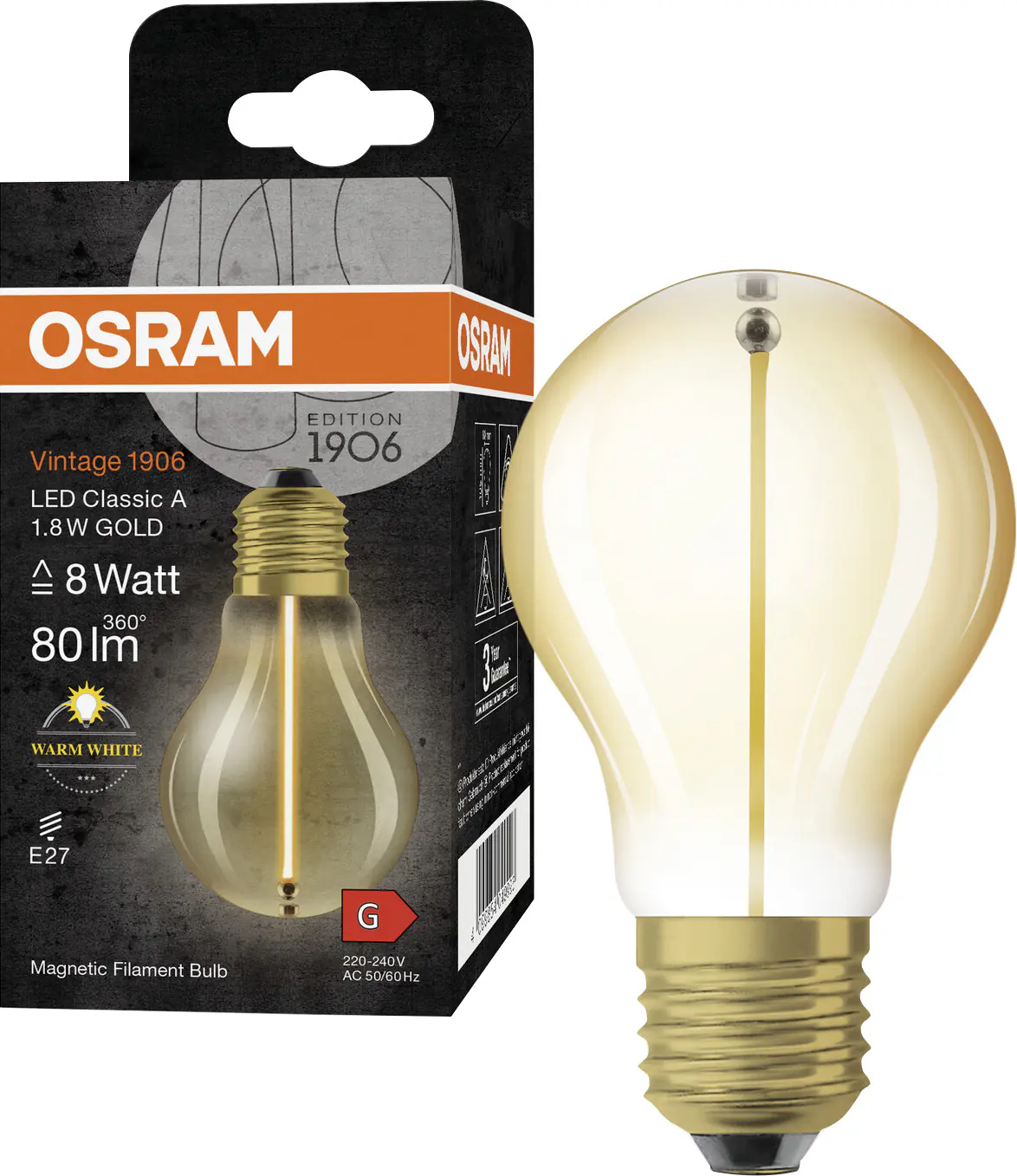 Osram LED Leuchtmittel E27 1,8 W warmweiß amber