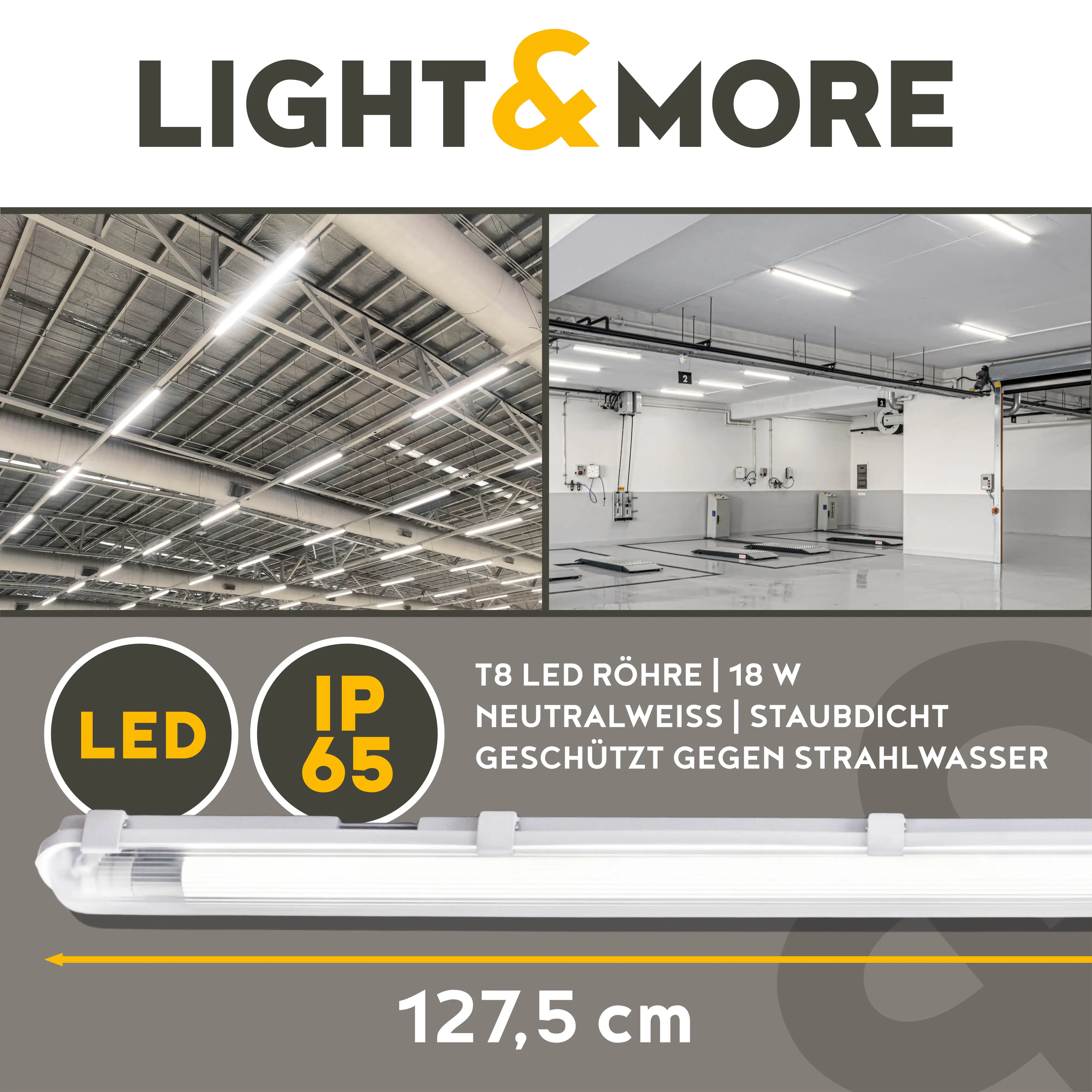 LED-Feuchtraumleuchte Pipe 1-flammig 127 cm T8, G13, 18 W, 1800 lm LED-Feuchtraumleuchte Pipe 1-flammig 127 cm T8, G13, 18 W, 1800 lm