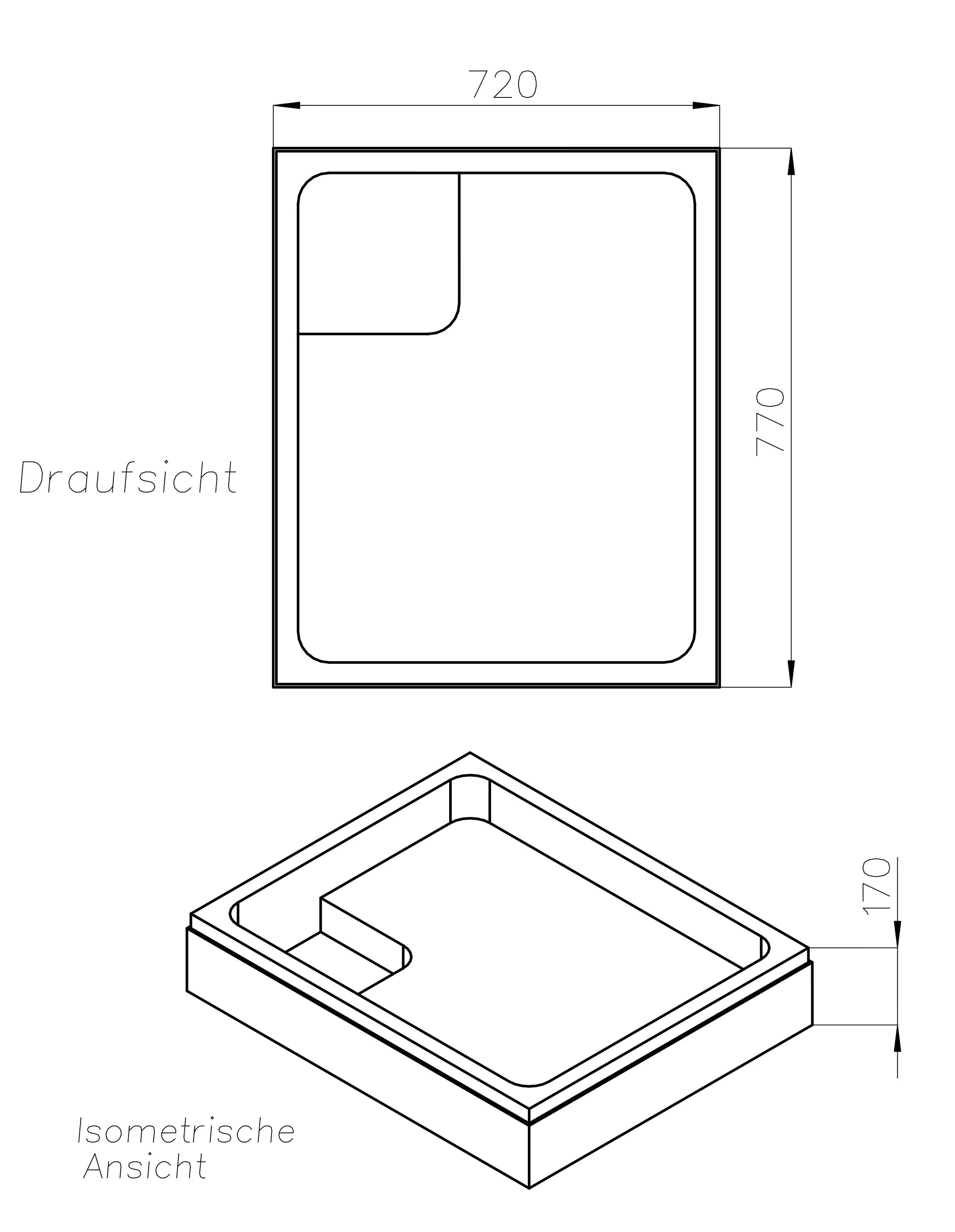 Ottofond Wannenträger Samos 770 x 720mm