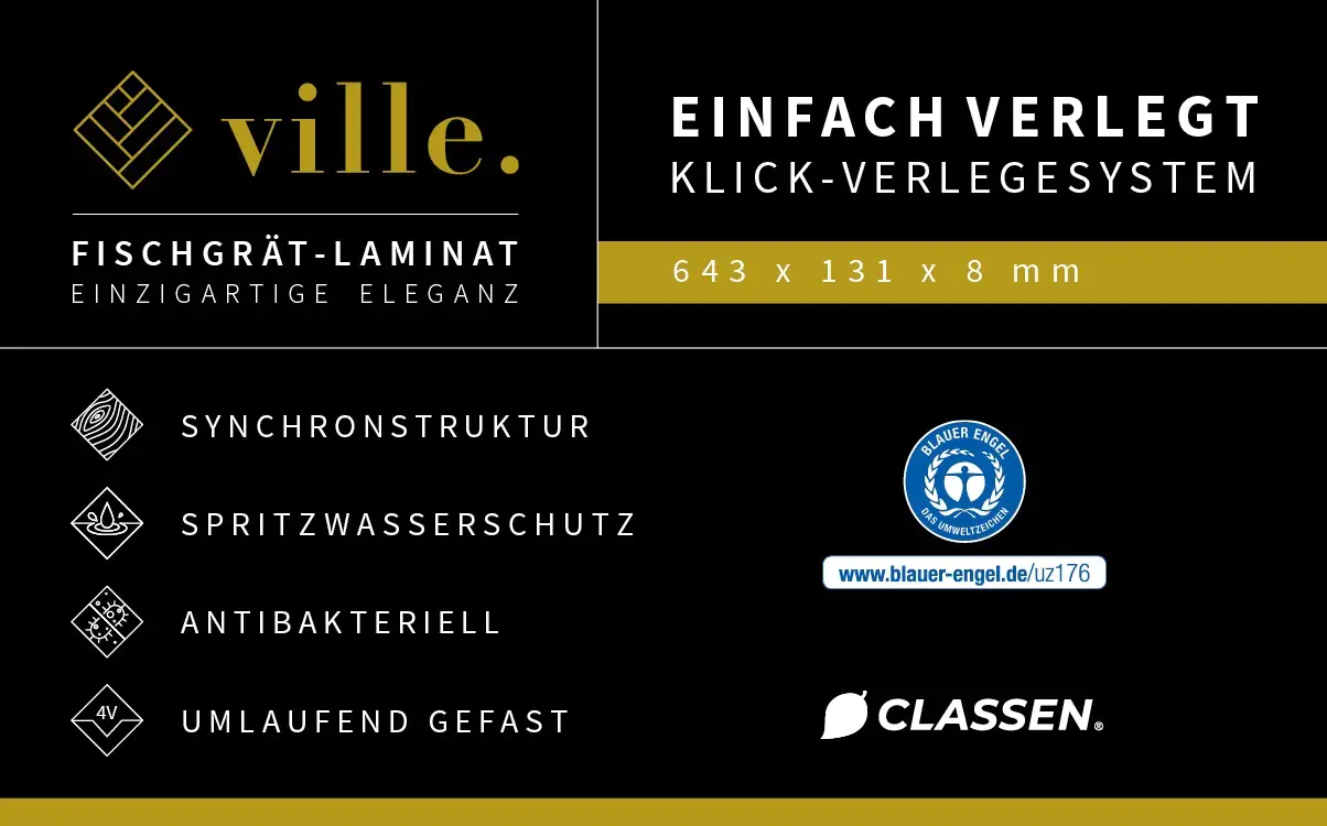 Classen Laminat Fischgrät Ville Azuara Oak