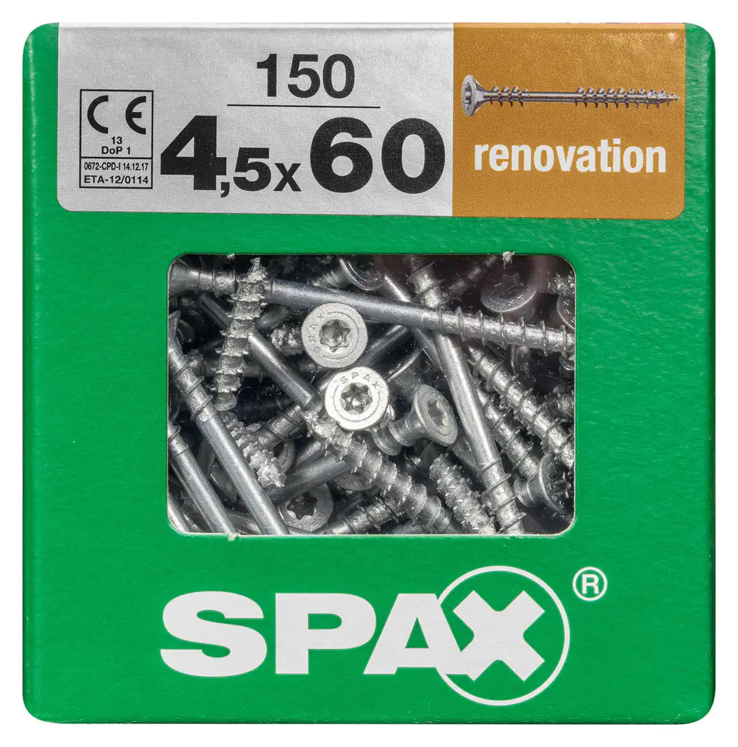 Spax Verlegeschrauben 4.5 x 60 mm TX 20 - 150 Stk. Spax Verlegeschrauben 4.5 x 60 mm TX 20 - 150 Stk.