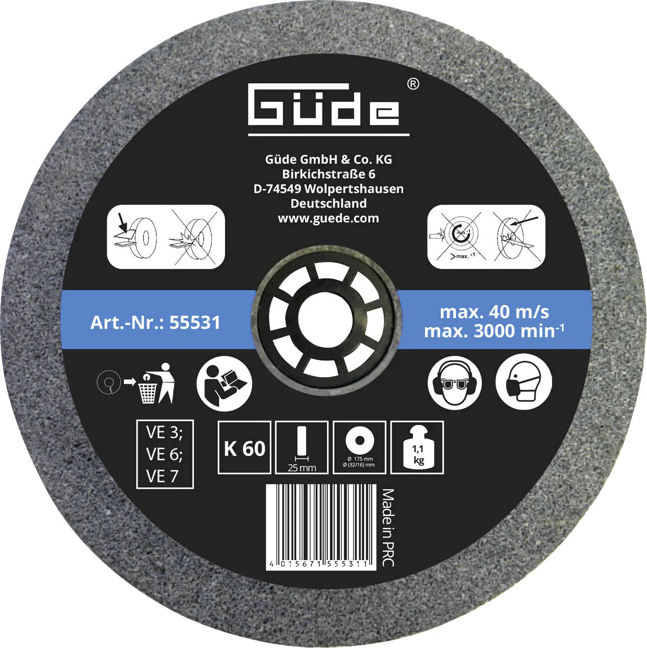 Güde Schleifscheibe K 60 175 x 25 x 32 mm