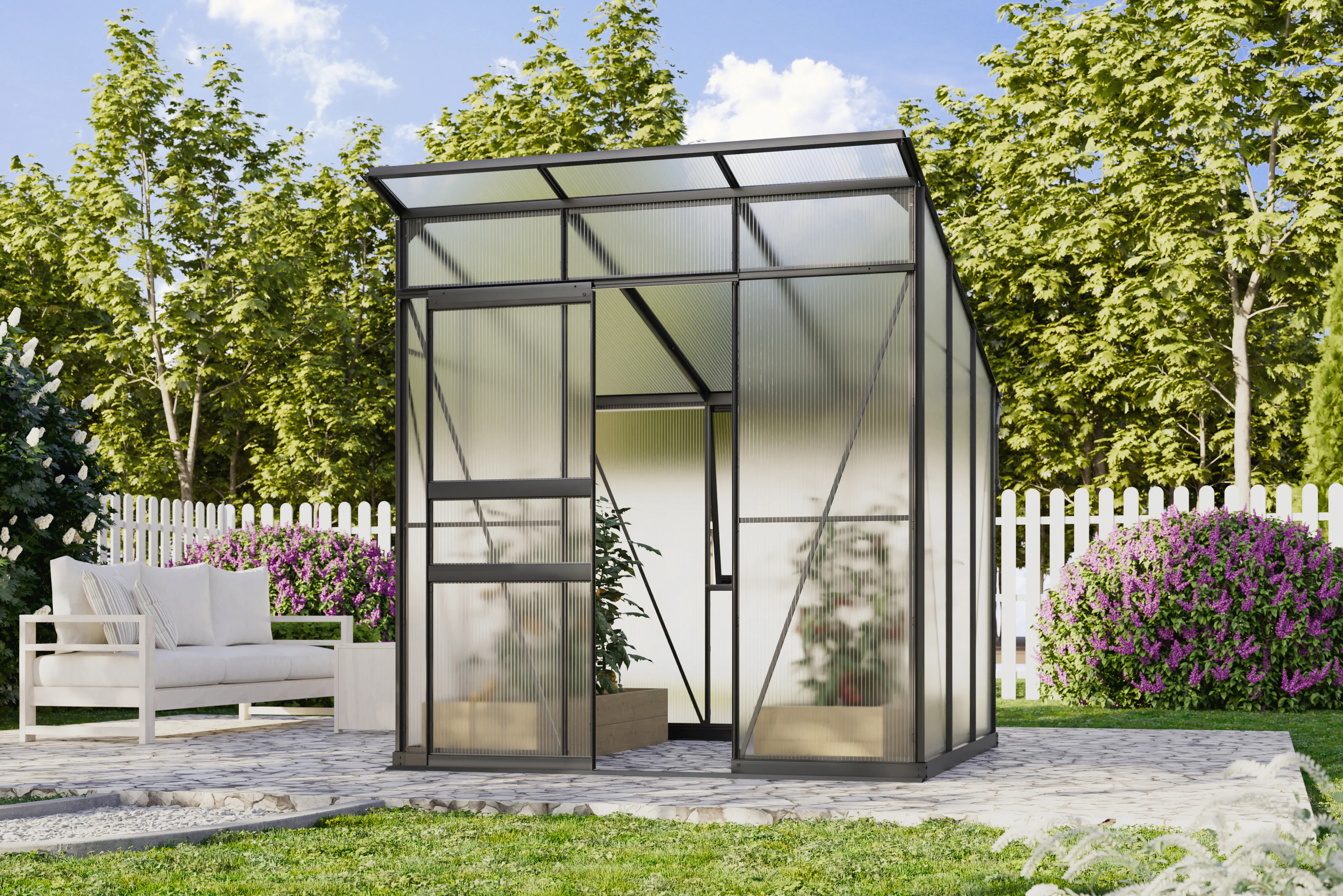 Vitavia Gewächshaus-Set Fokus 4450 HKP 6 mm schwarz 192 x 192 cm 