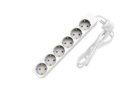 Sunlit Tischsteckdose 6-fach 1,4 Meter Winkelstecker weiß