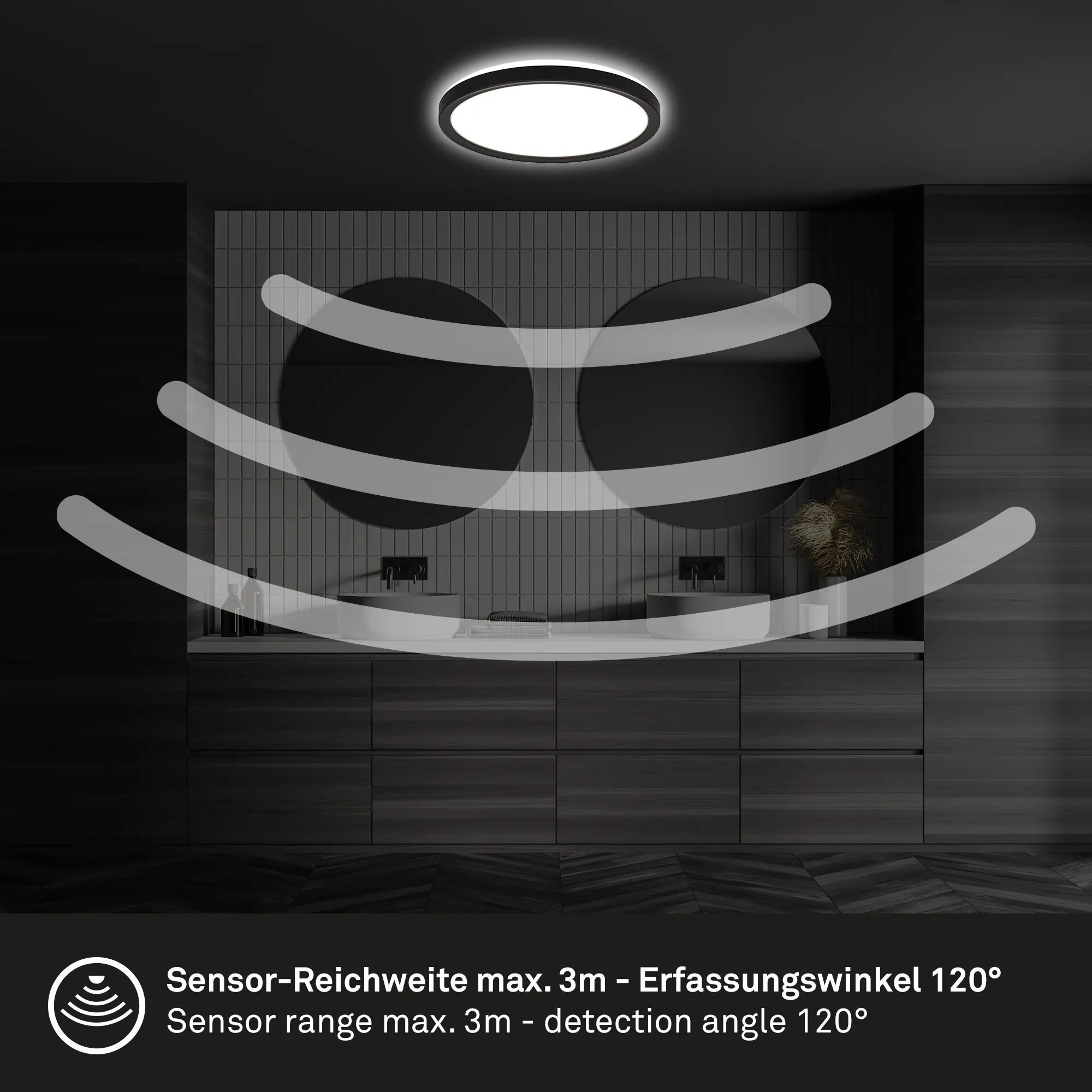 Briloner LED Deckenlampe Move 16W Ø 24 cm schwarz Bewegungssensor neutralweiß Briloner LED Deckenlampe Move 16W Ø 24 cm schwarz Bewegungssensor neutralweiß
