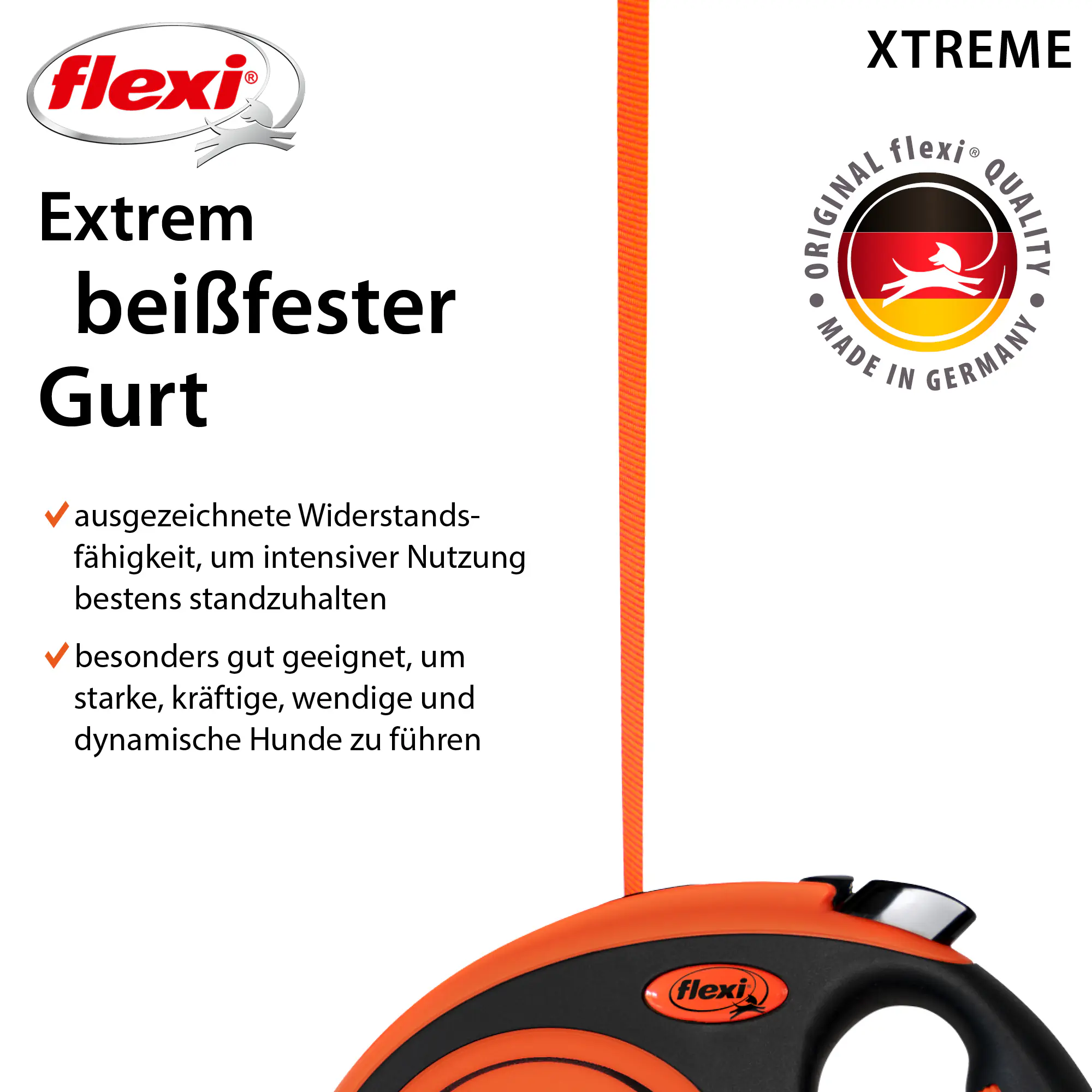 Flexi Hundeleine Xtrem schwarz/orange Gurt 5 m