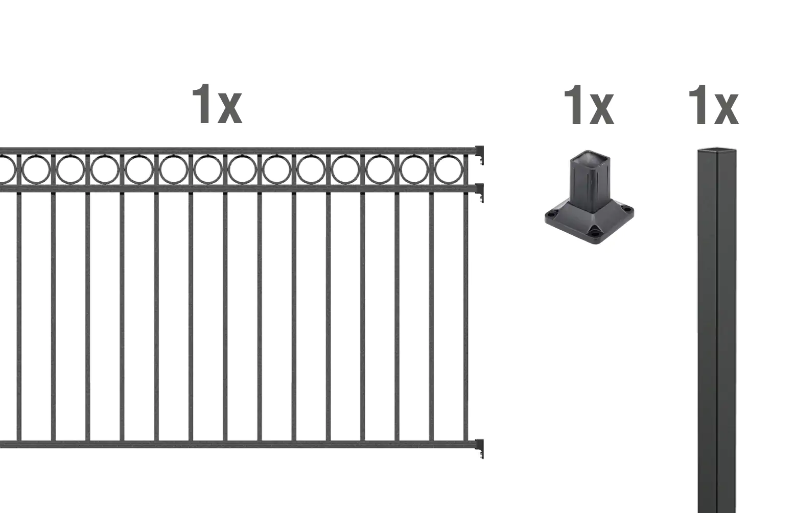 Alberts Komplettset Zaun Circle 2 m 120 cm anthrazit zA