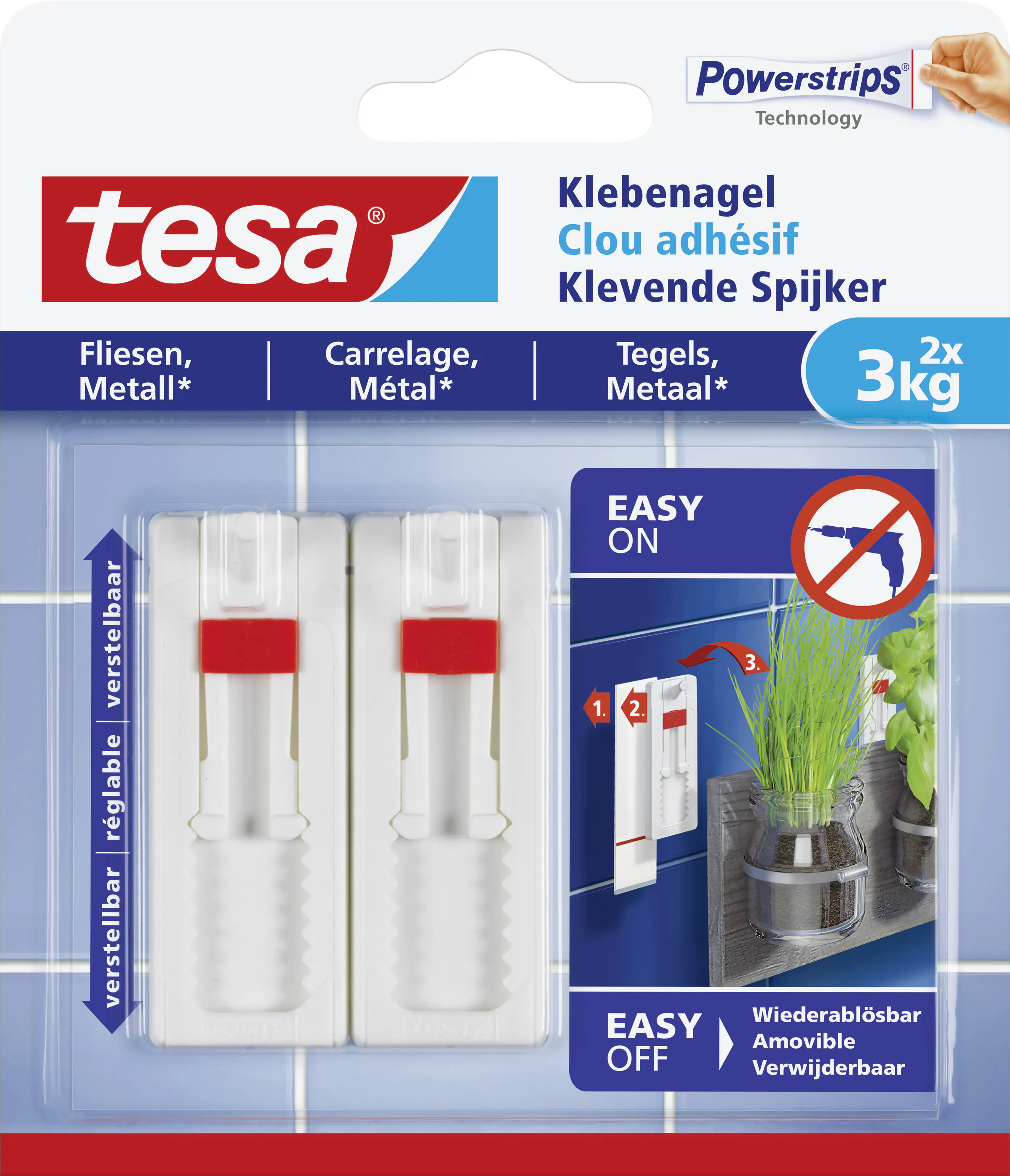 tesa Klebenagel Traglast 3 kg, 2 Stück