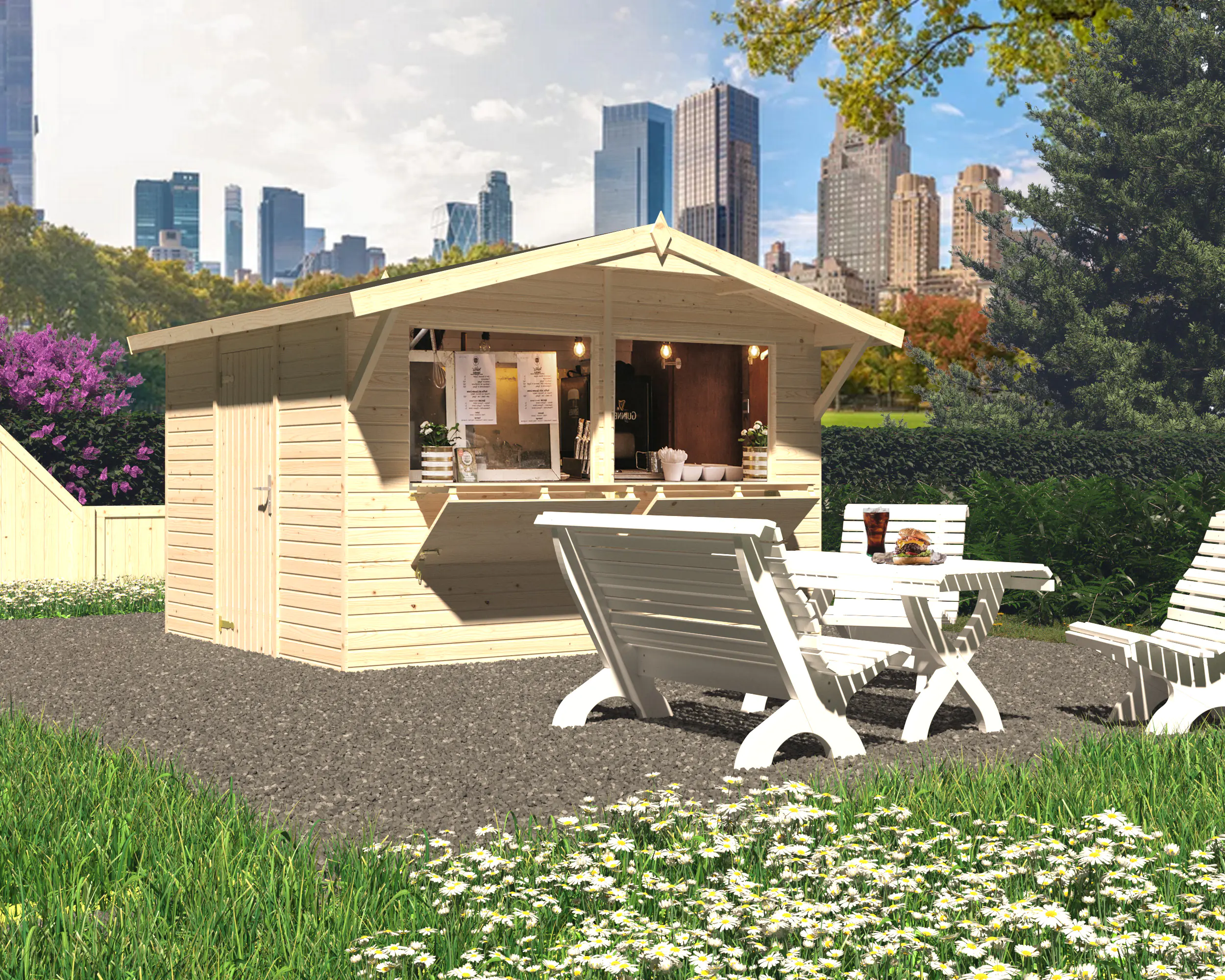 Palmako Kiosk Stella 323 x 259 cm naturbelassen