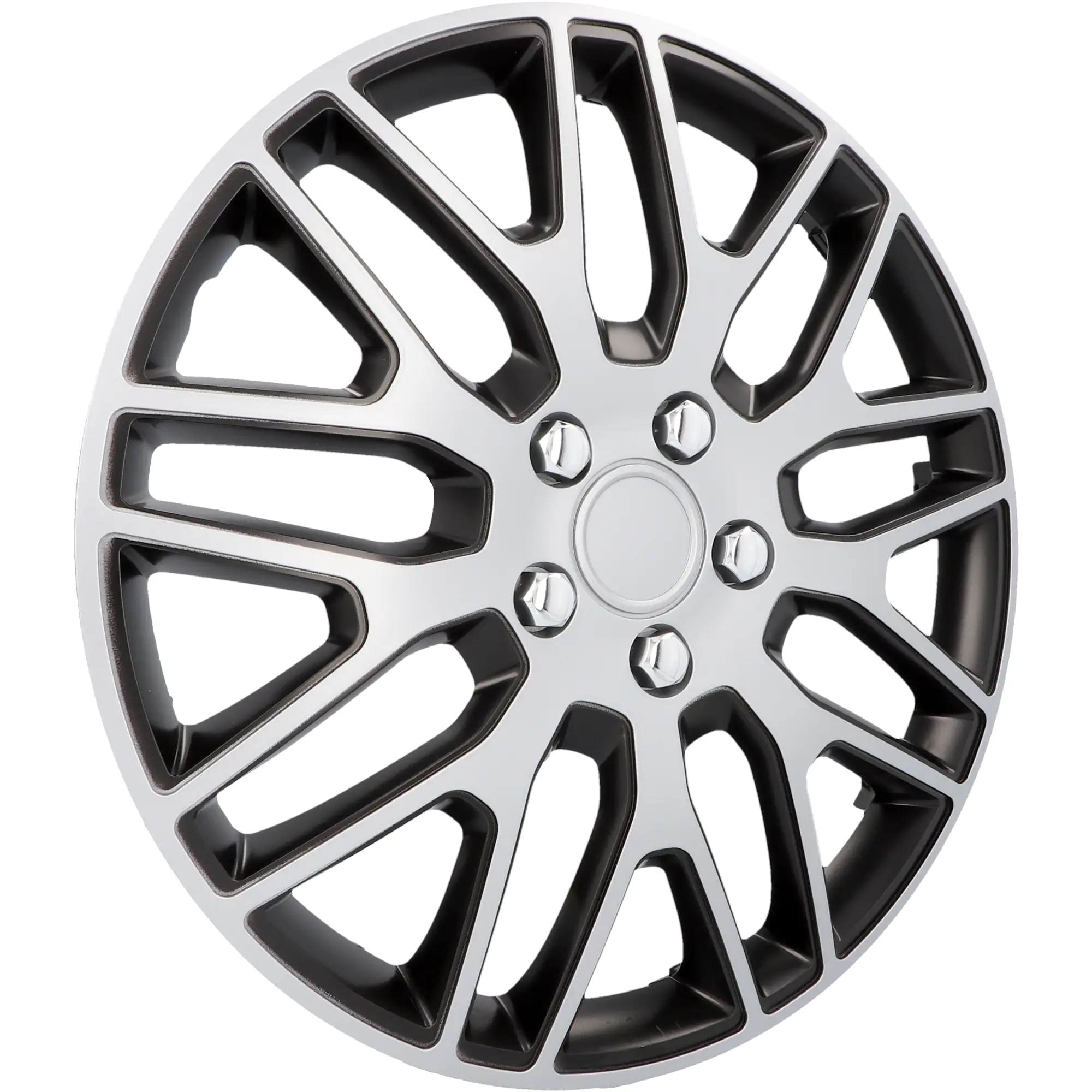 Cartrend Radzierblende Branch 38 cm (15 Zoll) silber schwarz 4 stück