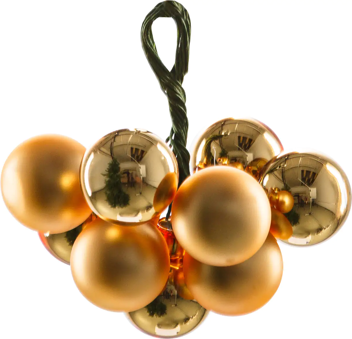 2076601538455_02 TrendLine Weihnachtskugeln aus Glas auf Draht Ø 2 cm gold 10 Stück