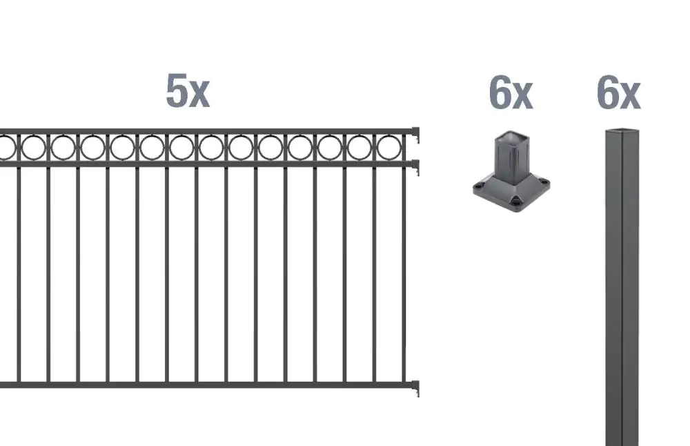 Alberts Komplettset Zaun Circle 10 m 120 cm anthrazit zA