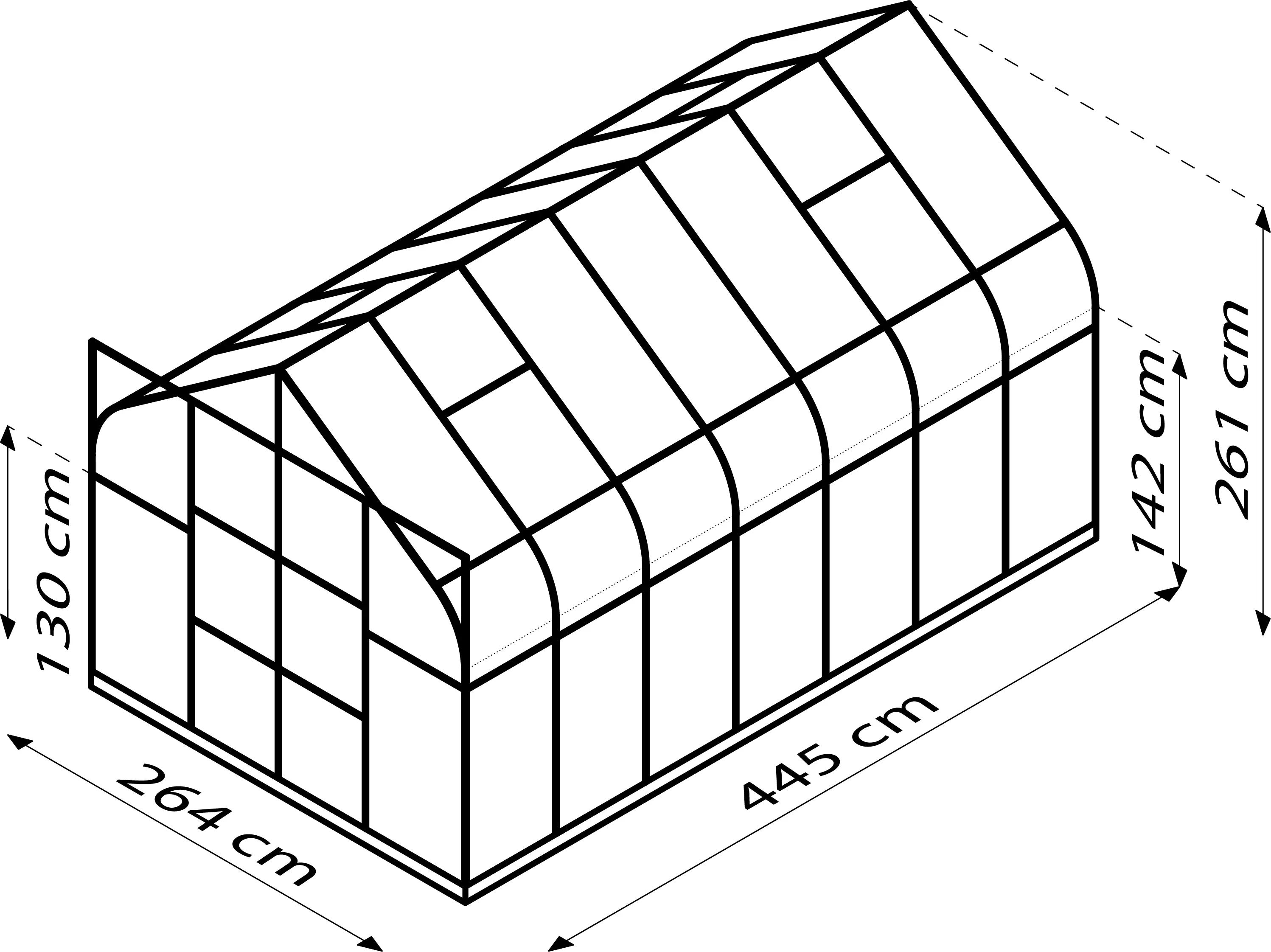 Vitavia Gewächshaus-Set-Set Dione 11500 HKP 4 mm schwarz 254 x 441 cm