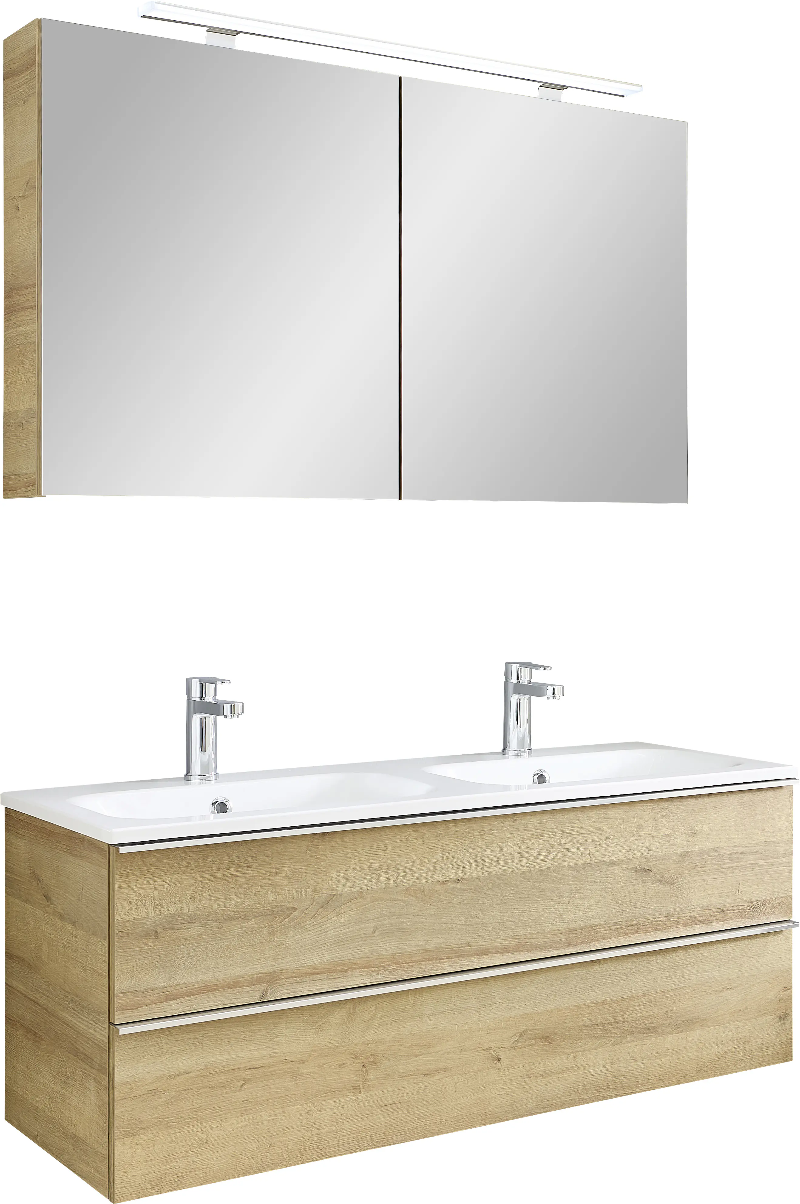 Primaster Bad-Set Düsseldorf Riviera 121 cm LED-Leuchten, Mineralgusswaschtisch