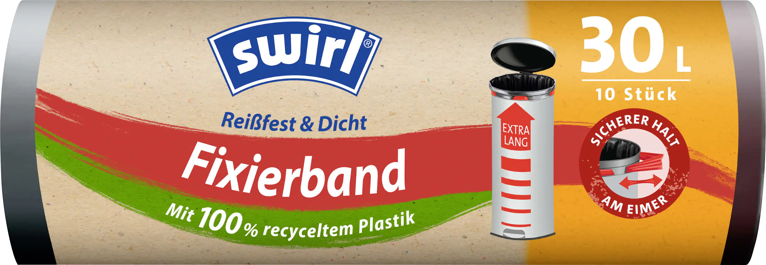 Swirl® Fixierband-Müllbeutel XL 30 L Reißfest & Dicht