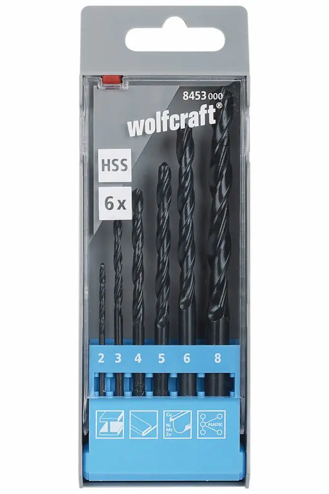 Wolfcraft Metallbohrer-Set HSS rollgewalzt Ø 2 - 8 mm 6-teilig Rundschaft Wolfcraft Metallbohrer-Set HSS rollgewalzt Ø 2 - 8 mm 6-teilig Rundschaft
