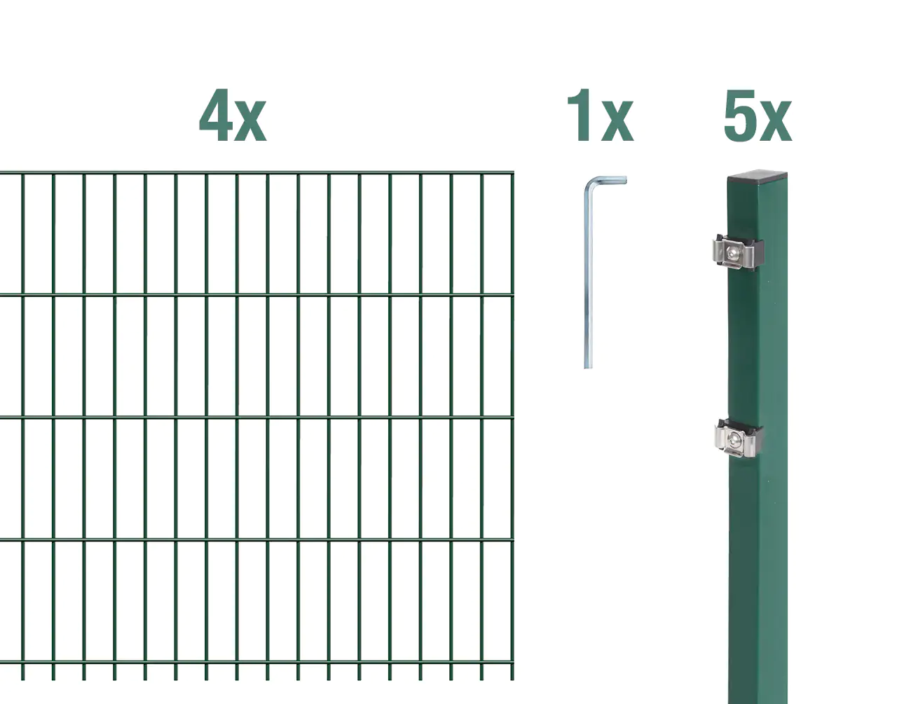 Alberts Doppelstabmatten-Grundset 10 m 250 x 123 cm 6/5/6 grün