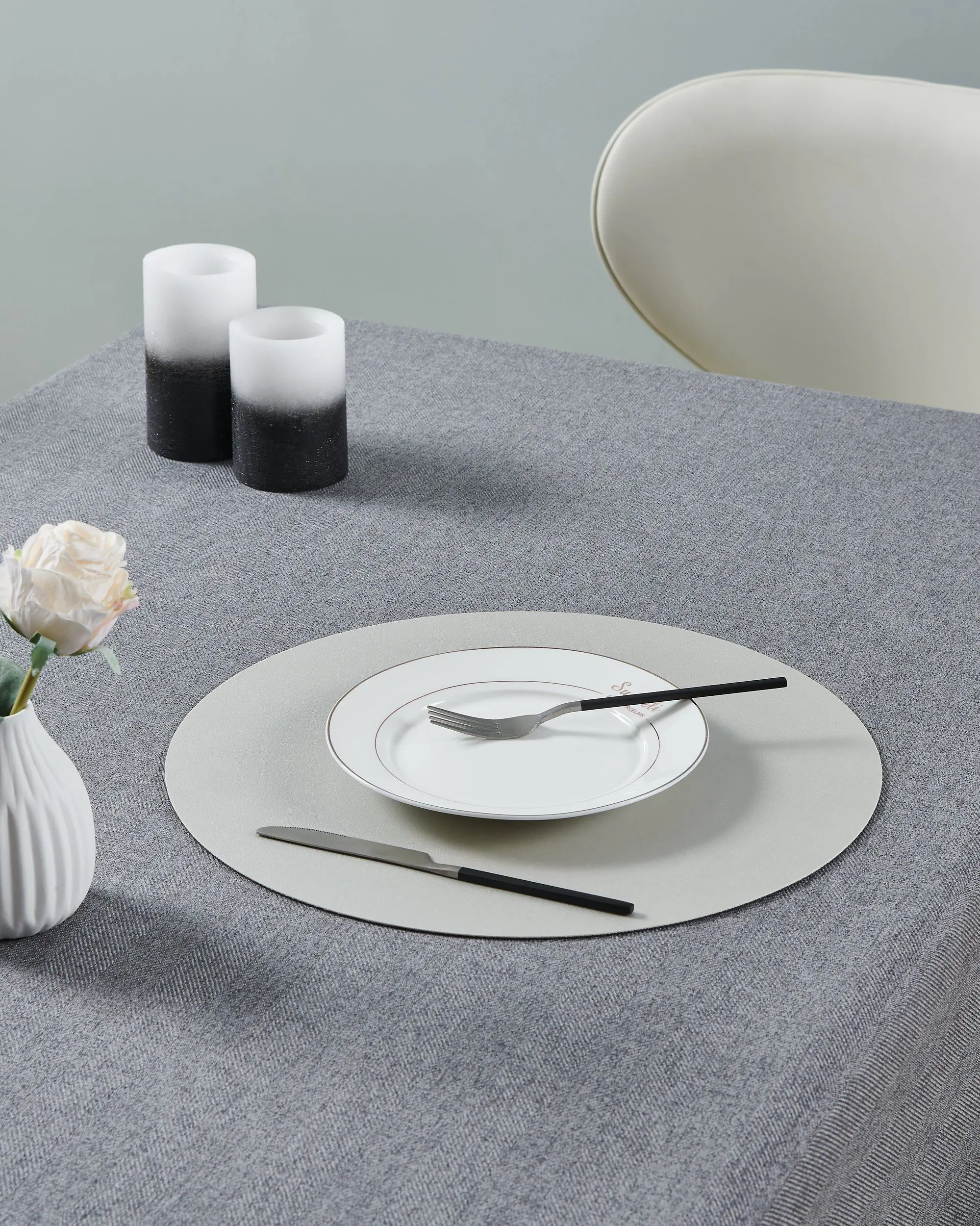 Vinanivao Tischset Ø38 cm silber/anthrazit