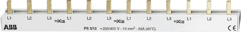 ABB Stiftschiene 3-polig PS3/12  für 12 Teilungseinheiten, nicht kürzbar ABB Stiftschiene 3-polig PS3/12  für 12 Teilungseinheiten, nicht kürzbar