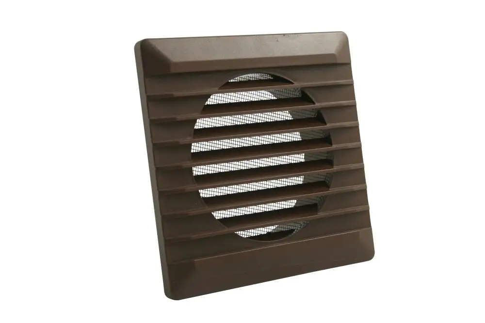 Marley Lüftungsgitter 140 x 140 mm, mit Fliegengitter, braun