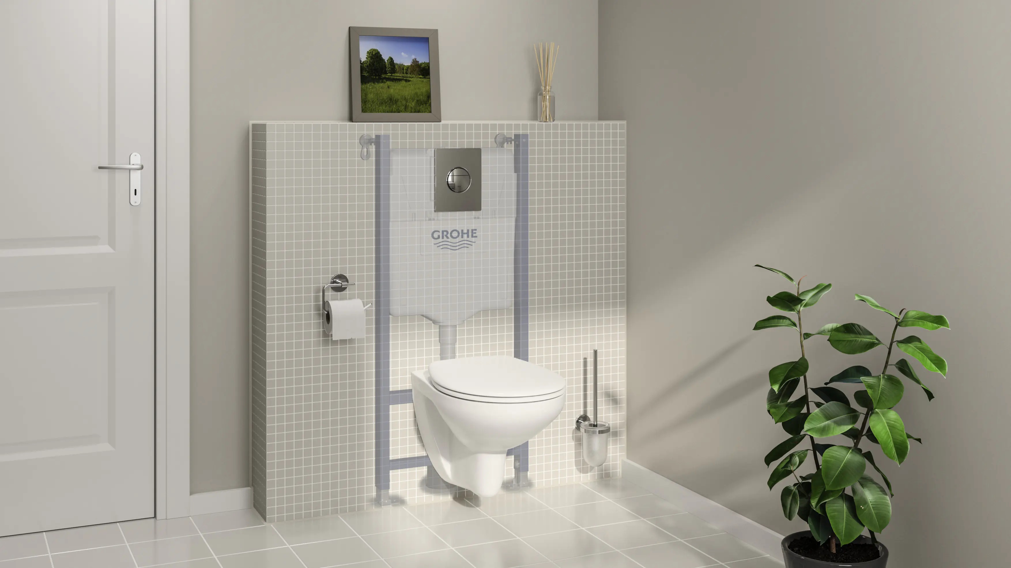 Grohe Wand-WC Komplettset Solido Compact chrom / alpinweiß, 5in1 Set Grohe Wand-WC Komplettset Solido Compact chrom / alpinweiß, 5in1 Set