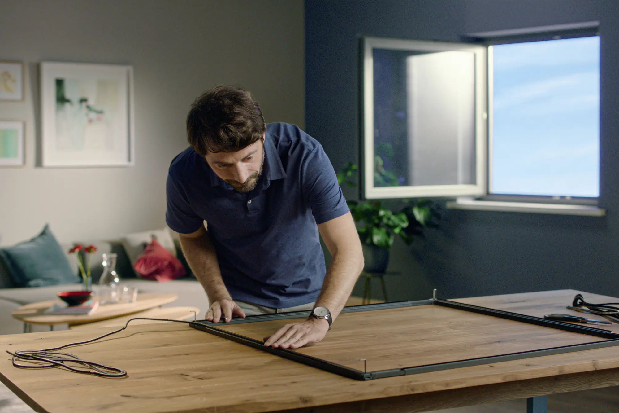 tesa Fliegenschutz-Fenster FALT 80 x 80 - 140 x 140 cm anthrazit/anthrazit