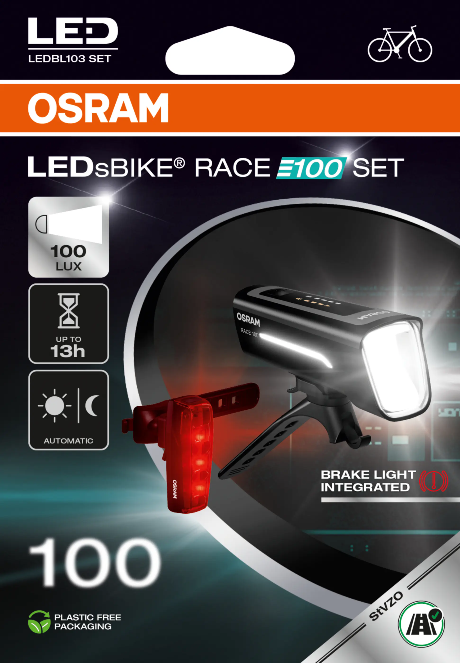 Osram LED-Fahrradlicht-Set Race 100 wiederaufladbar