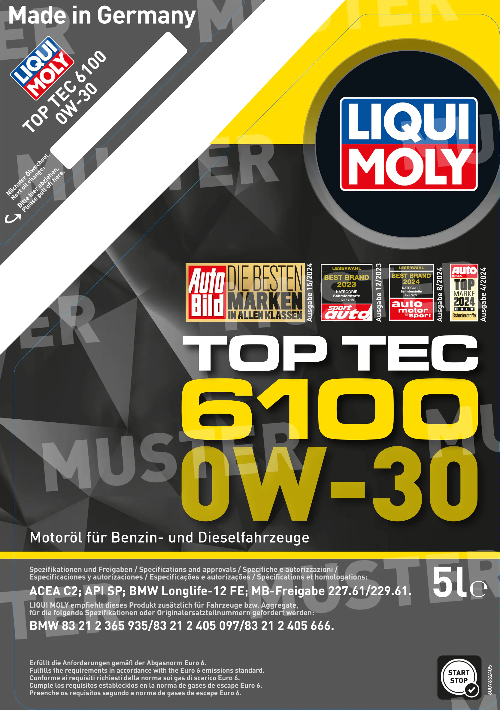 Liqui Moly Motoröl Top Tec 6100 0W-30 5 L Liqui Moly Motoröl Top Tec 6100 0W-30 5 L