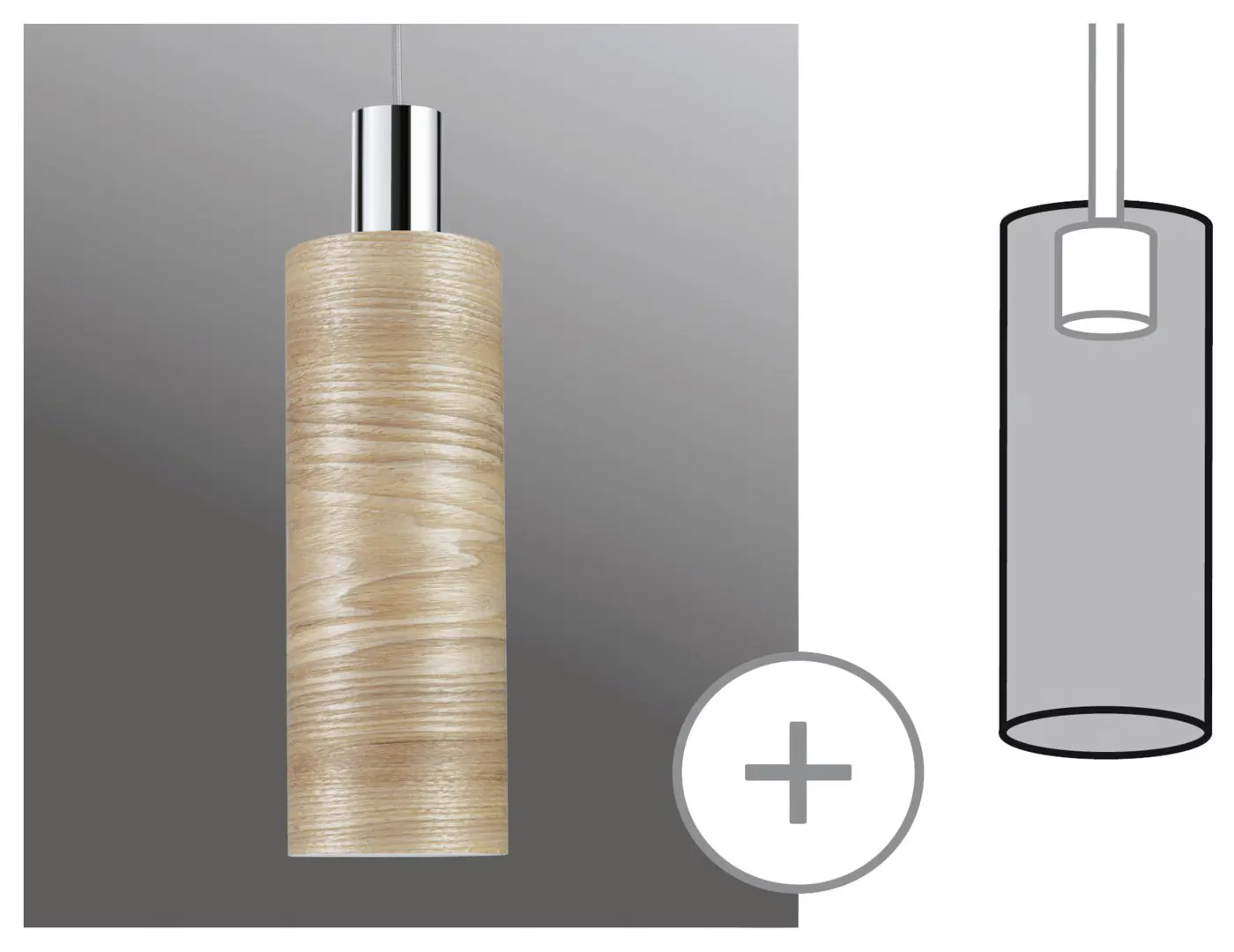 Paulmann URail Lampenschirm Vitus 2Easy Holz 11 x 30 cm