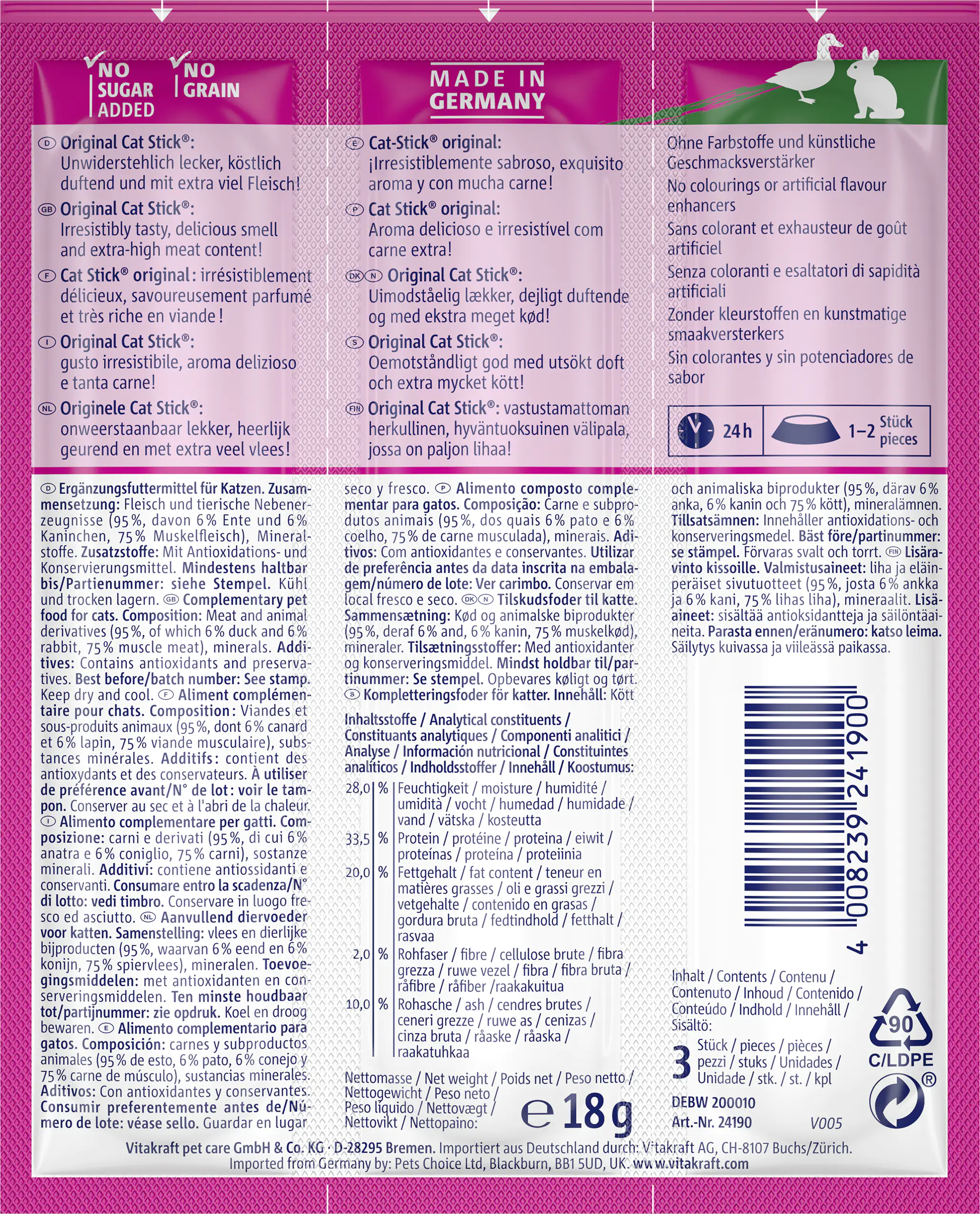 Vitakraft Katzensnack Ente & Kaninchen Vitakraft Katzensnack Ente & Kaninchen