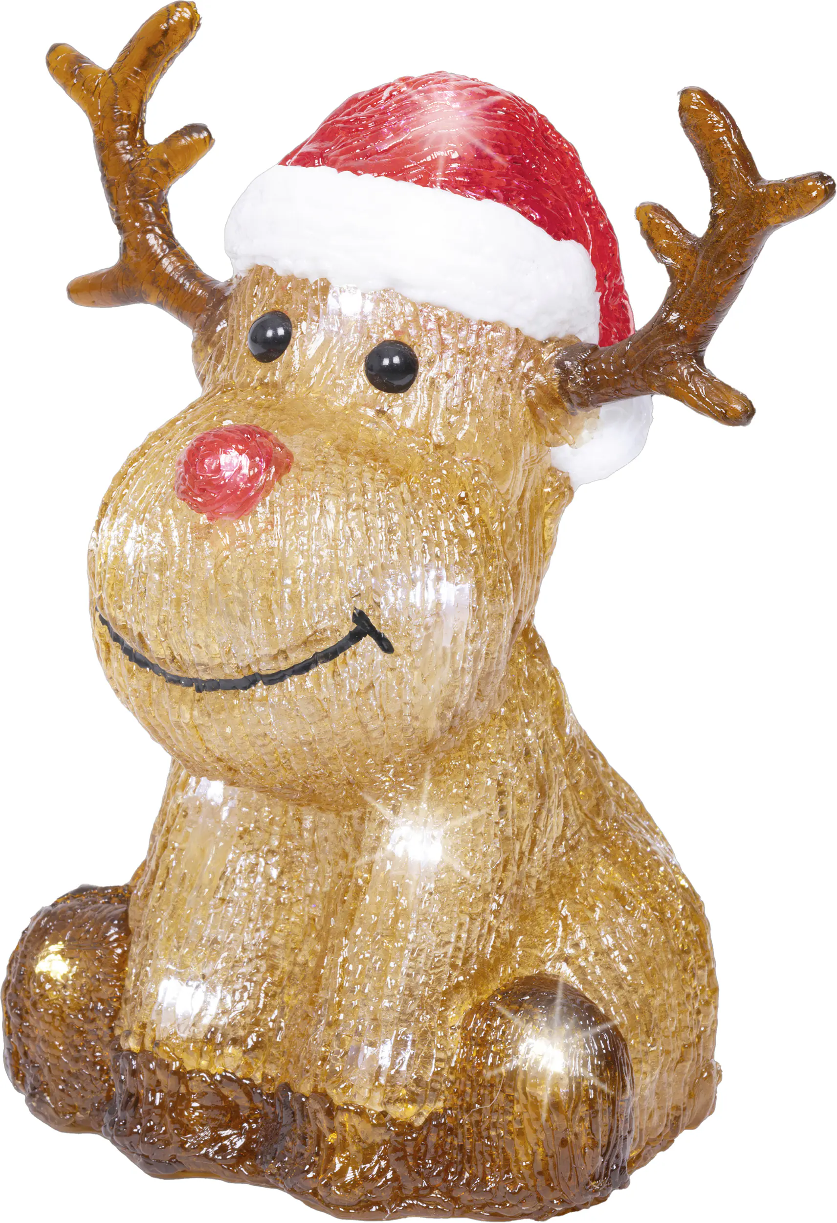 Lumineo LED Rentier batteriebetrieben sitzend mit Timer 20 cm kaltweiß braun