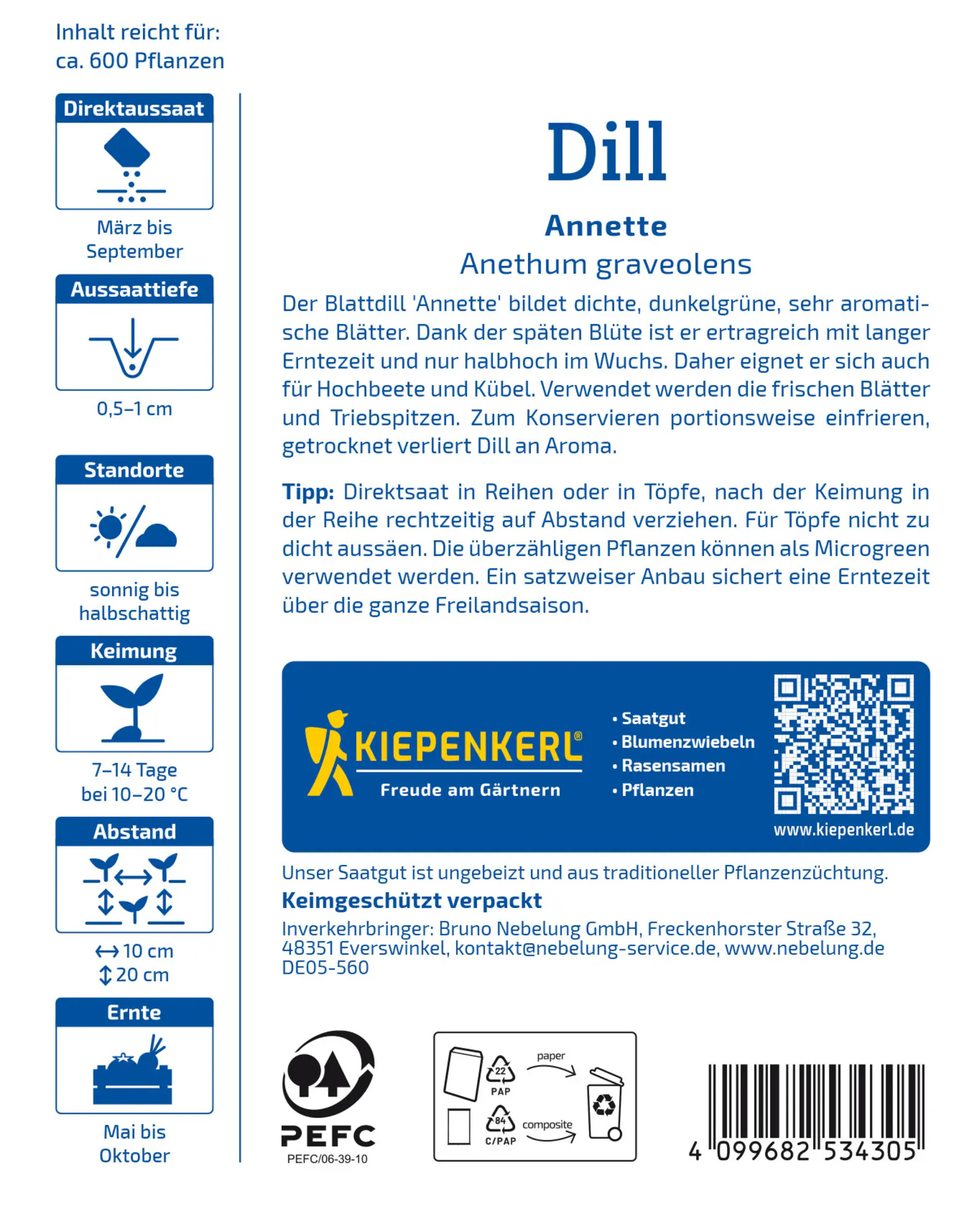 Kiepenkerl Profi-Line Saatgut Dill Annette für ca. 600 Pflanzen