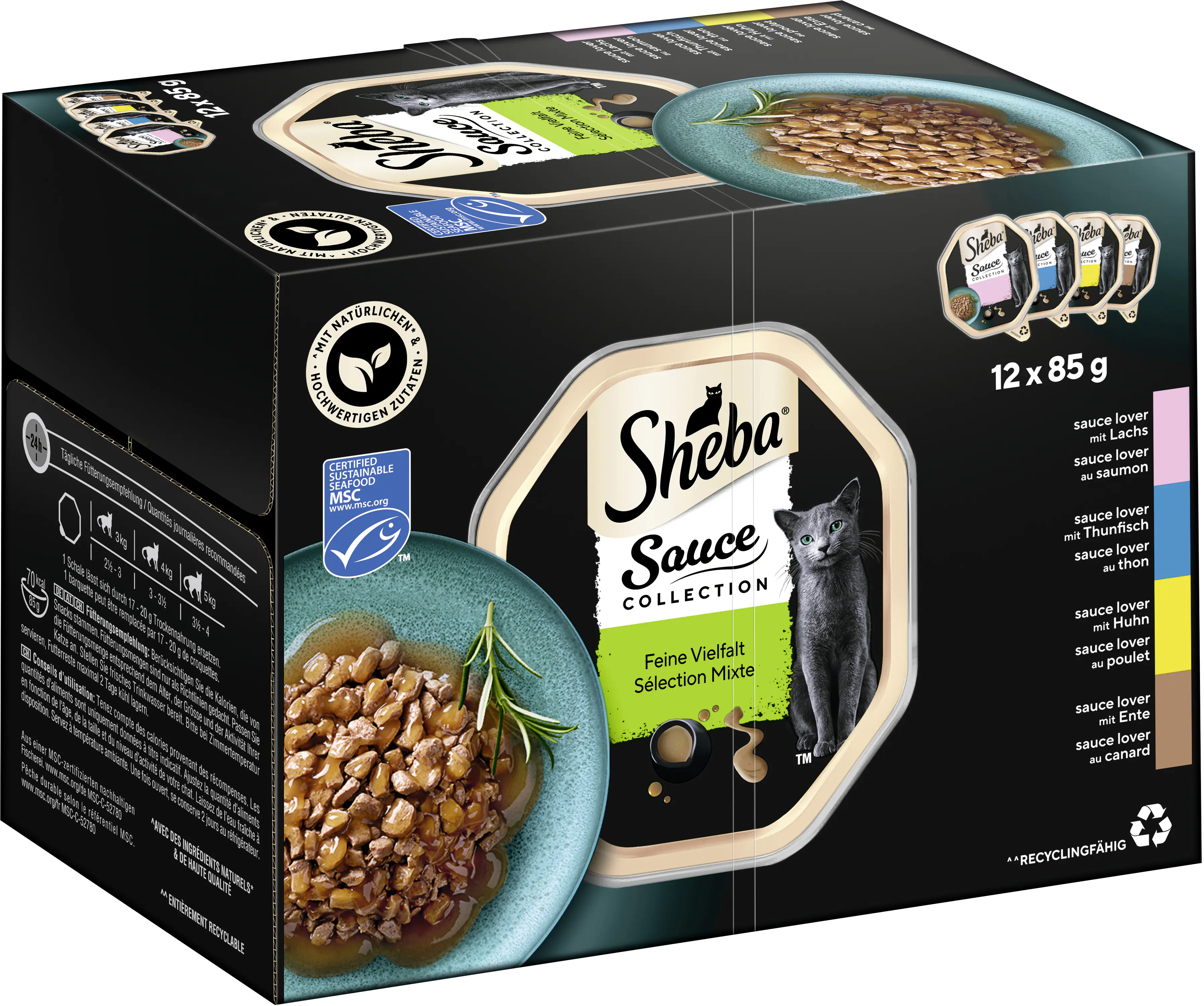 Sheba Sauce Collection Katzennassfutter Adult 12 x 85 g Fisch & Fleisch Variationen