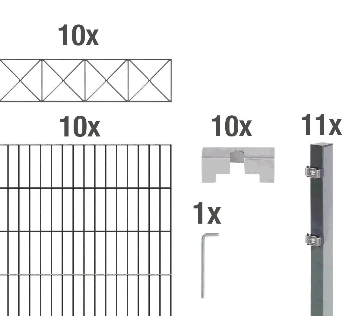 Alberts Doppelstabmatten-Grundset Nexus 200 x 140 cm 20 m anthrazit