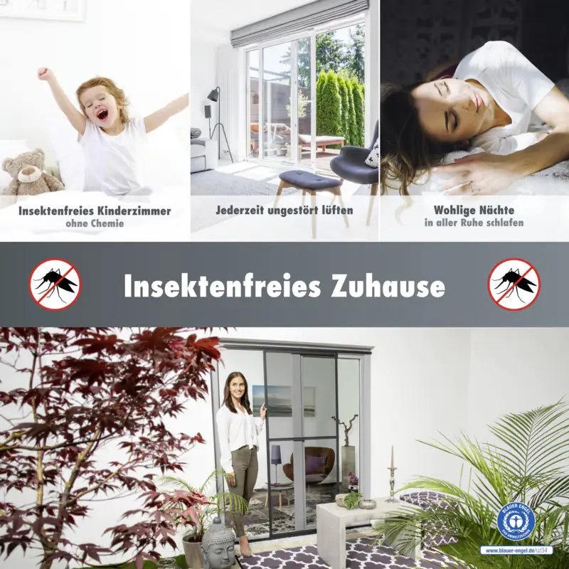 Primaster Fliegenschutz-Schiebetür 120 x 240 cm anthrazit/anthrazit kürzbar