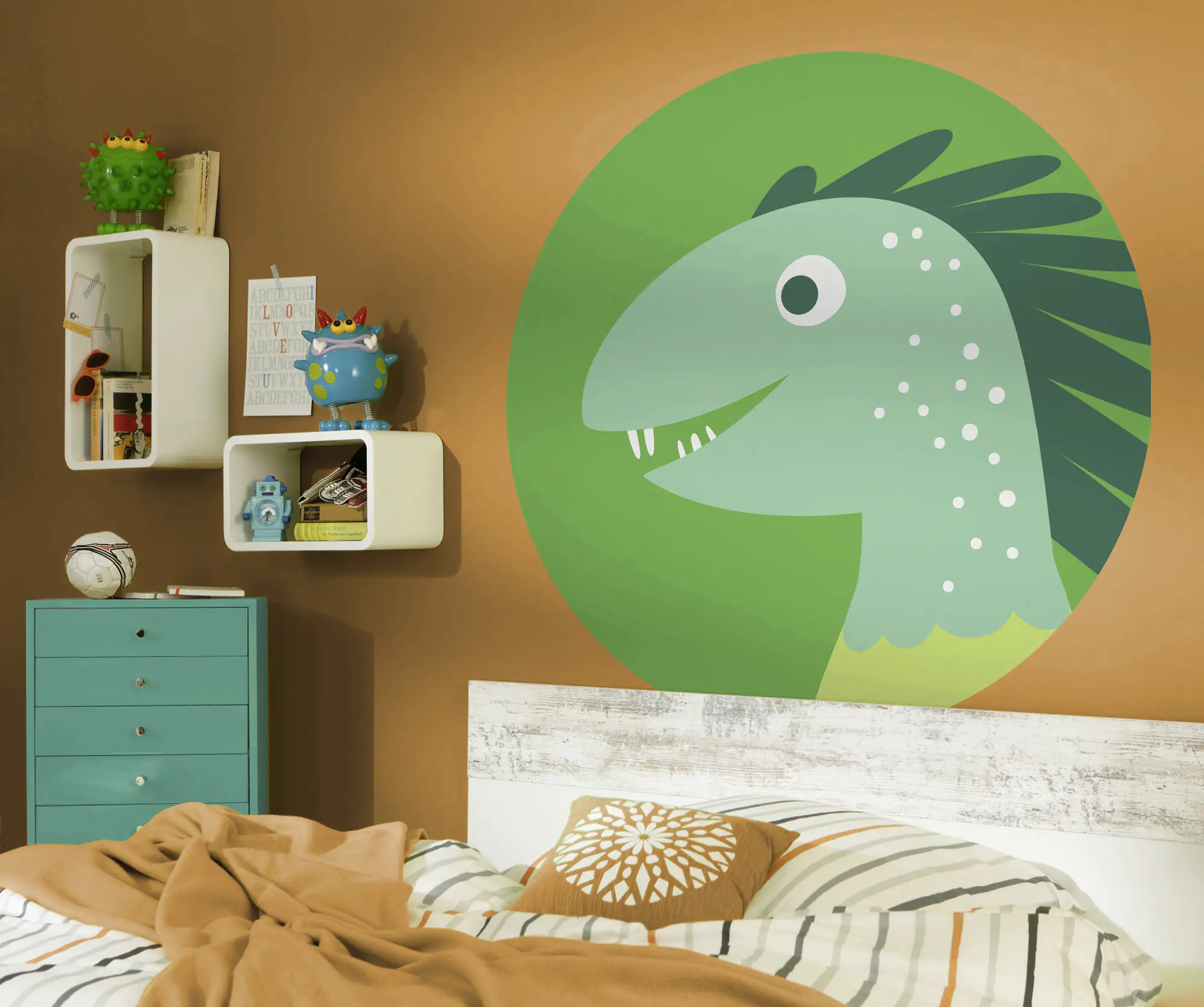 Komar Vlies Fototapete Dot Little Dino Velo Ø 128 cm, selbstklebend